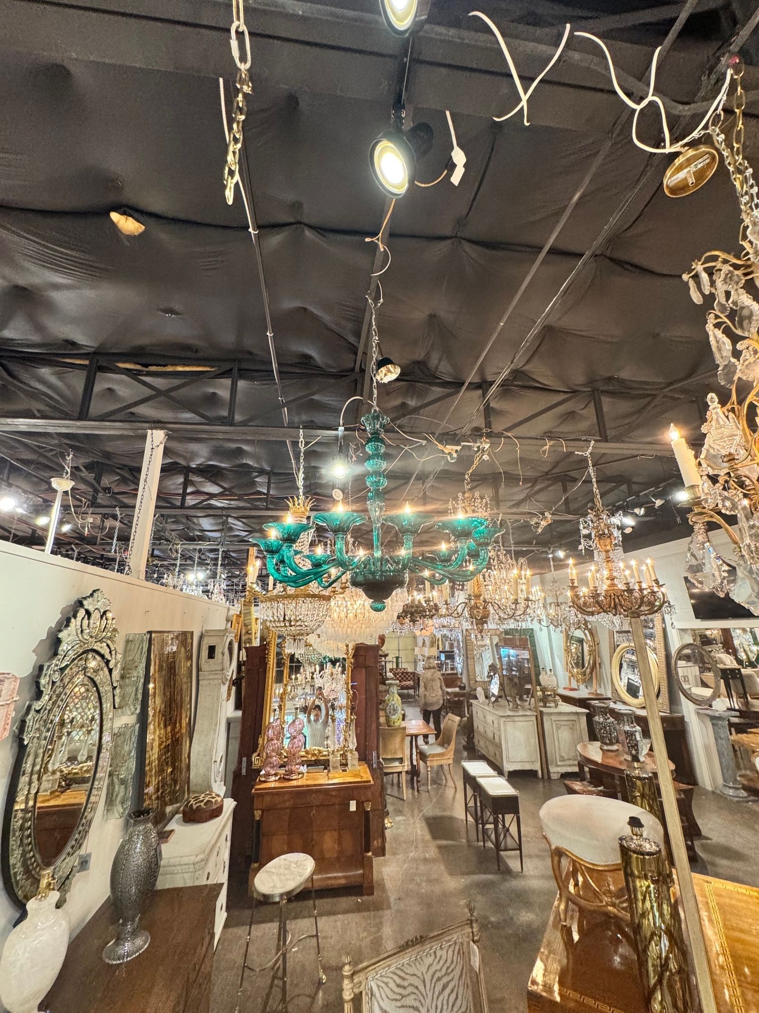 Modern Murano Teal Glass Chandelier - Image 4