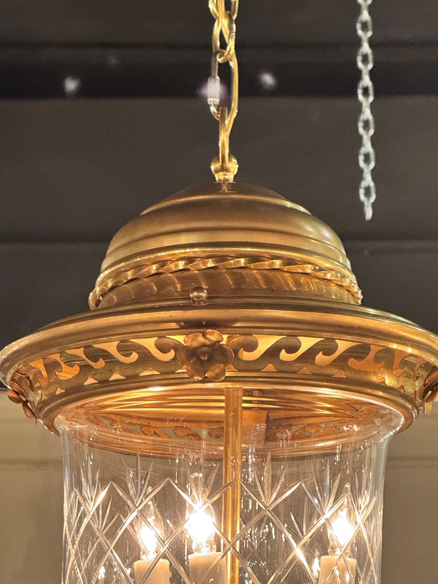 Pair of French Gilt Tole Lanterns - Image 4