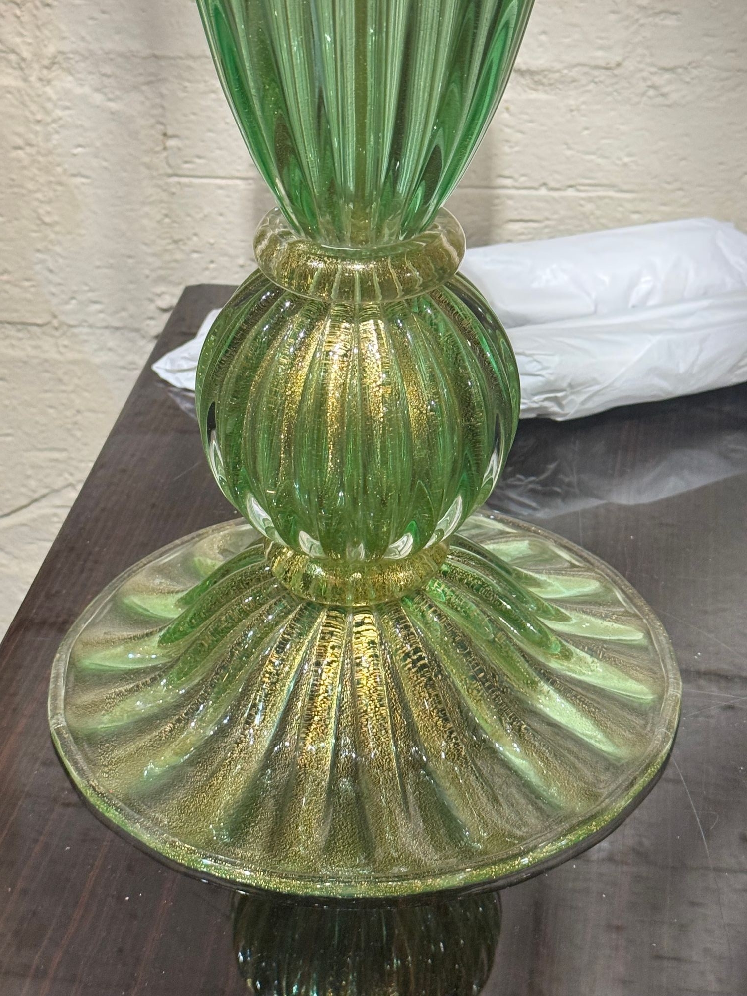 Pair of Green Murano Glass Lamps - Image 4