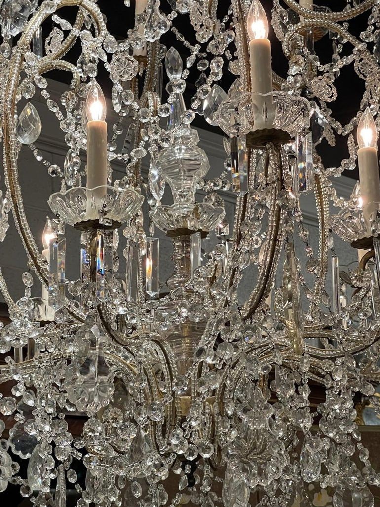 Large Scale Italian Beaded Crystal 18 Light Chandelier - Image 4