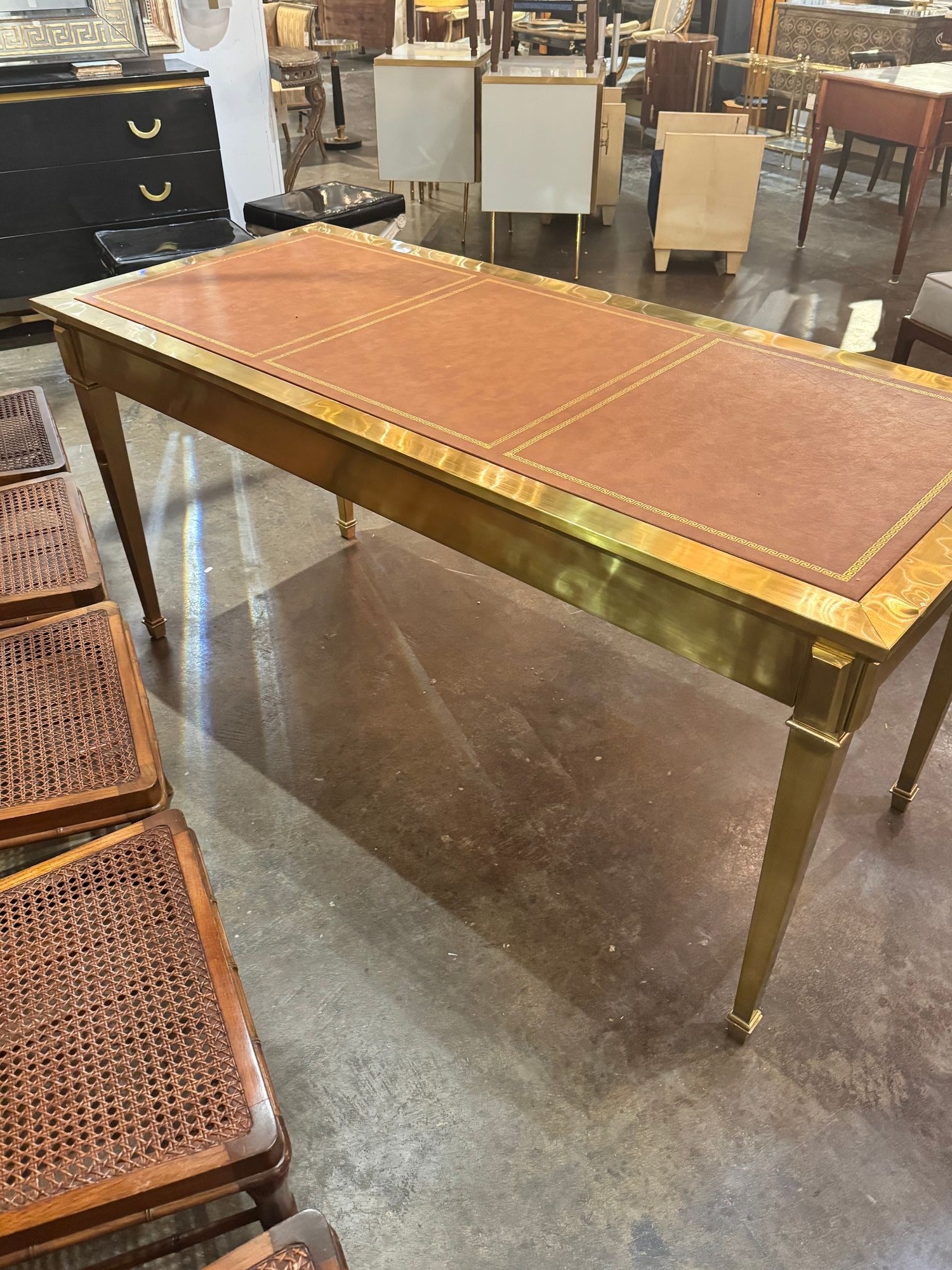 Italian John Vessey Style Brass Desk - Image 5
