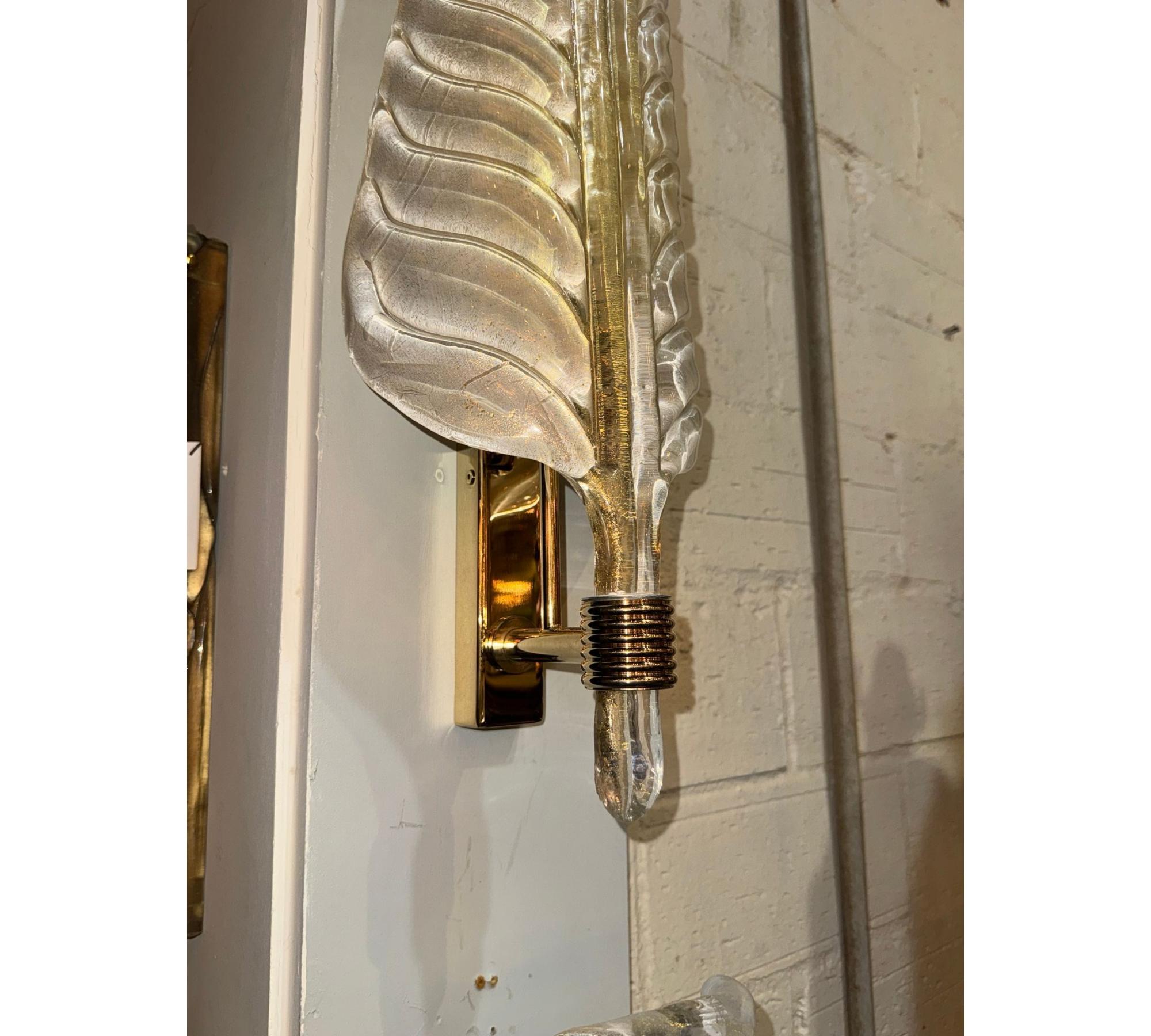 Pair of Murano Glass Leaf Form Sconces - Image 5