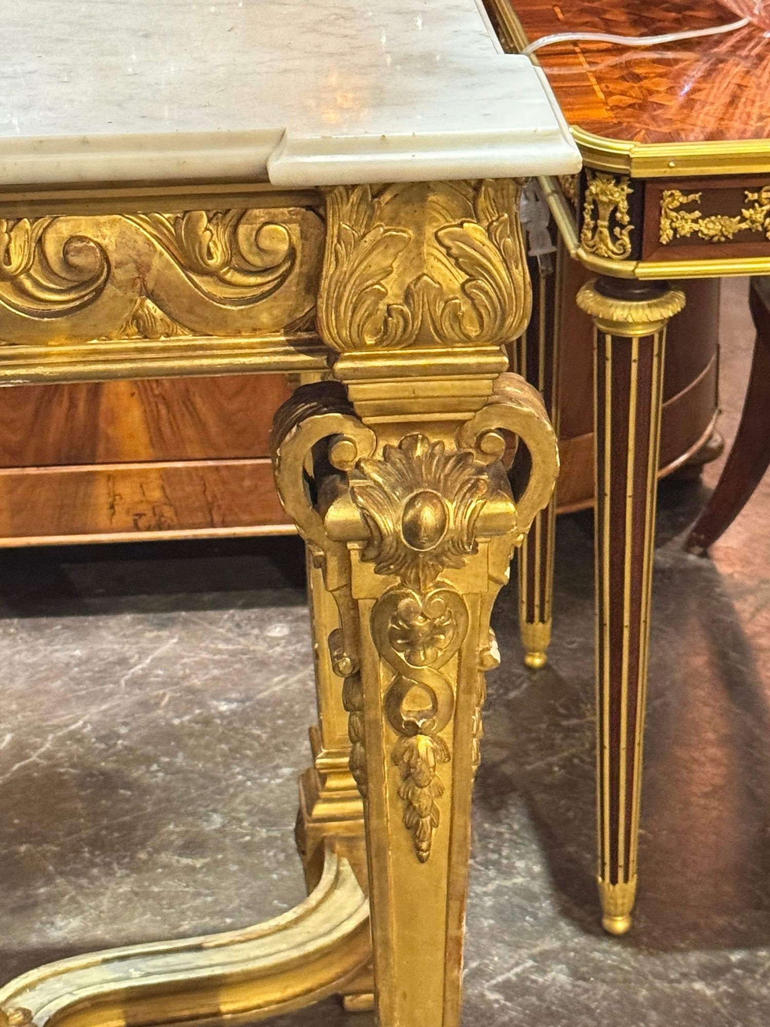 19th c. French Louis XV Giltwood Console - Image 5