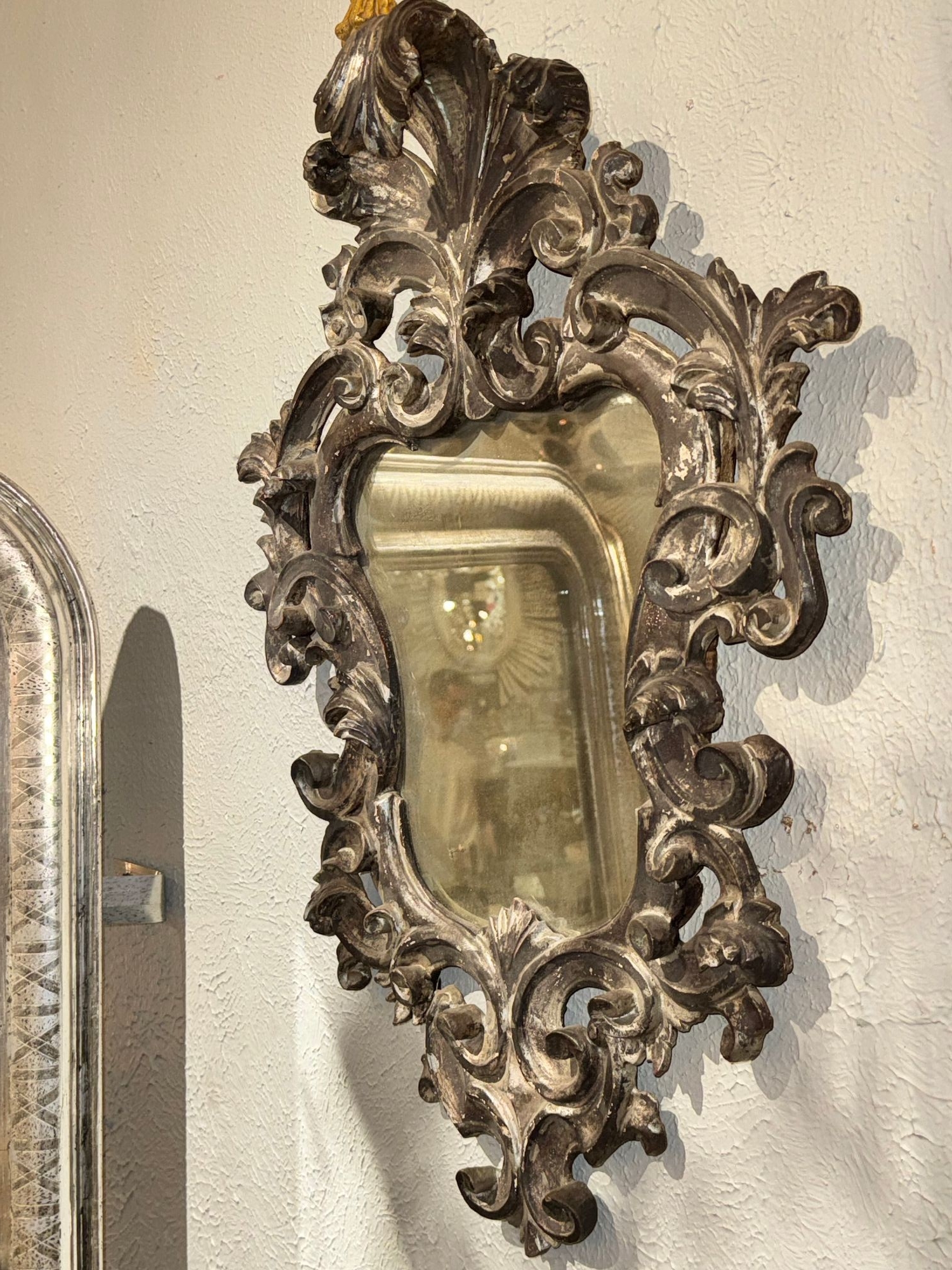 19th c. Italian Florentine Silver Leaf Mirror - Image 5