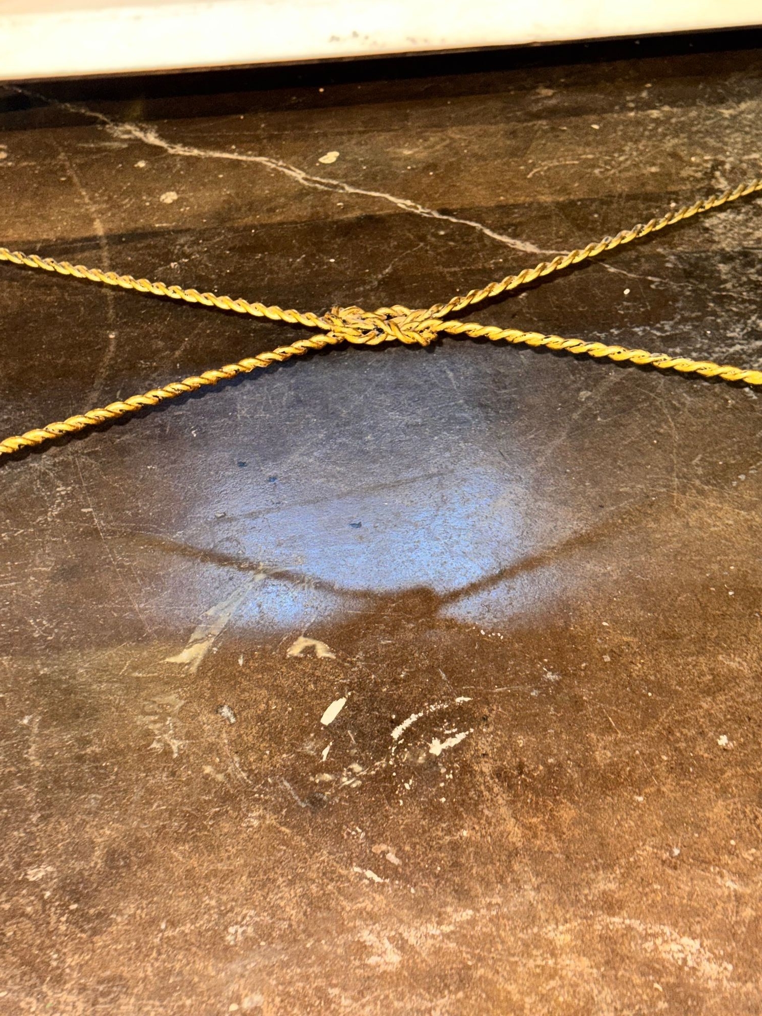 Vintage Italian Gilded Iron and Travertine Coffee Table - Image 5