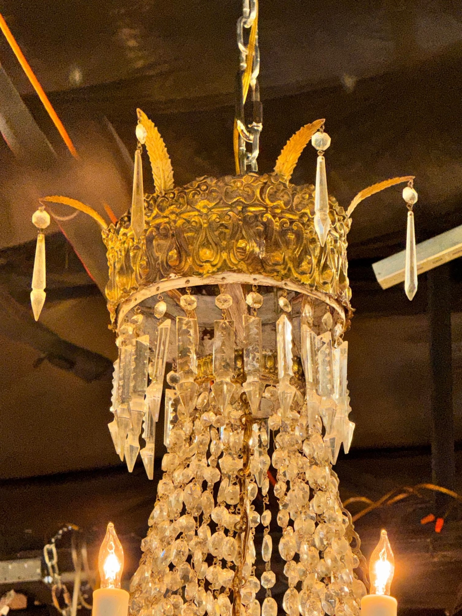 Early 19th Century French Empire Basket Chandelier with Greek Key Motif - Image 5