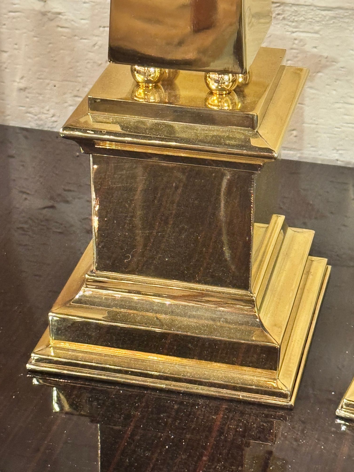 Pair of Continental MCM Polished Brass Obelisks - Image 5