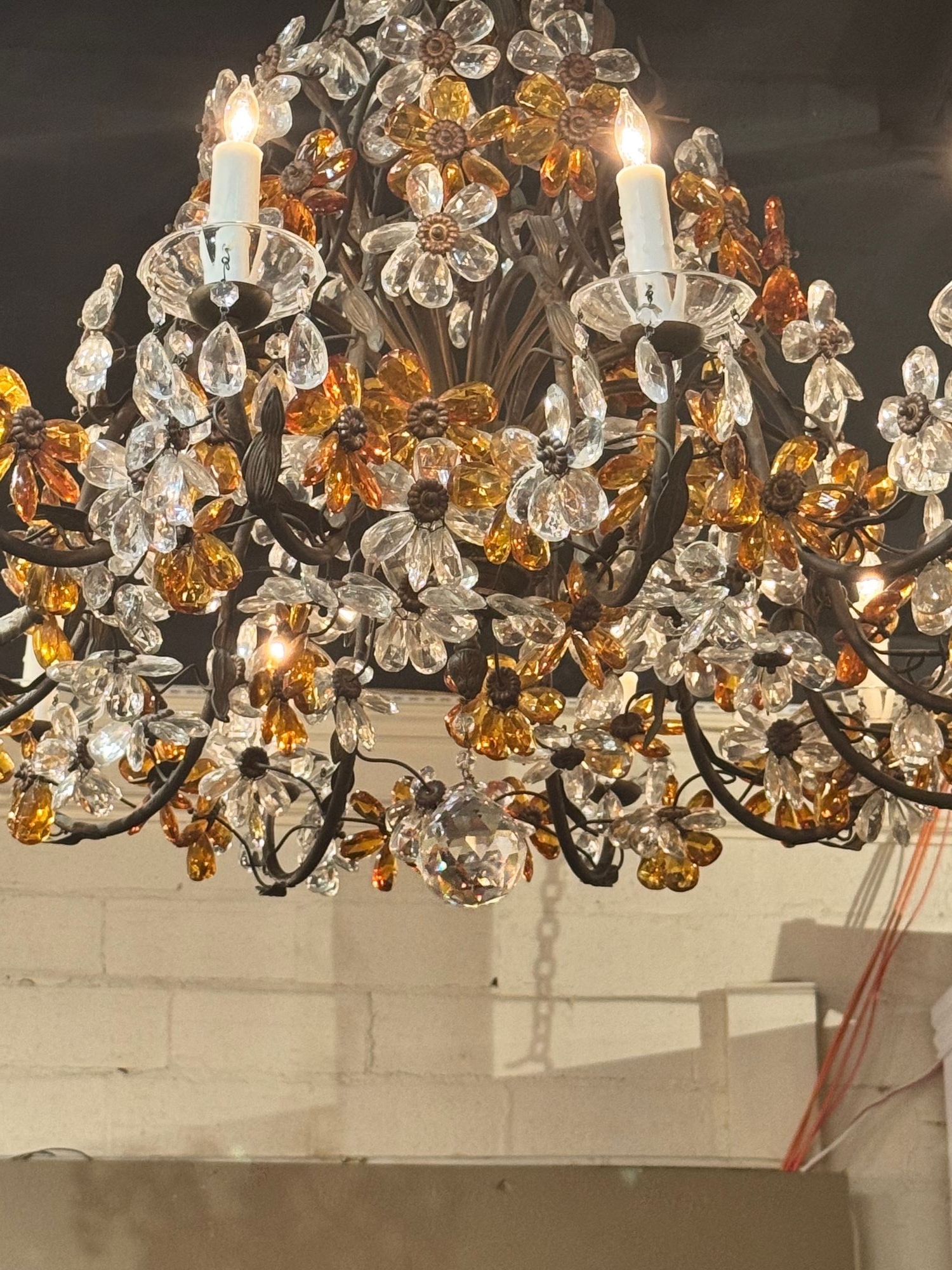 French Crystal and Amber Flower Chandelier - Image 5
