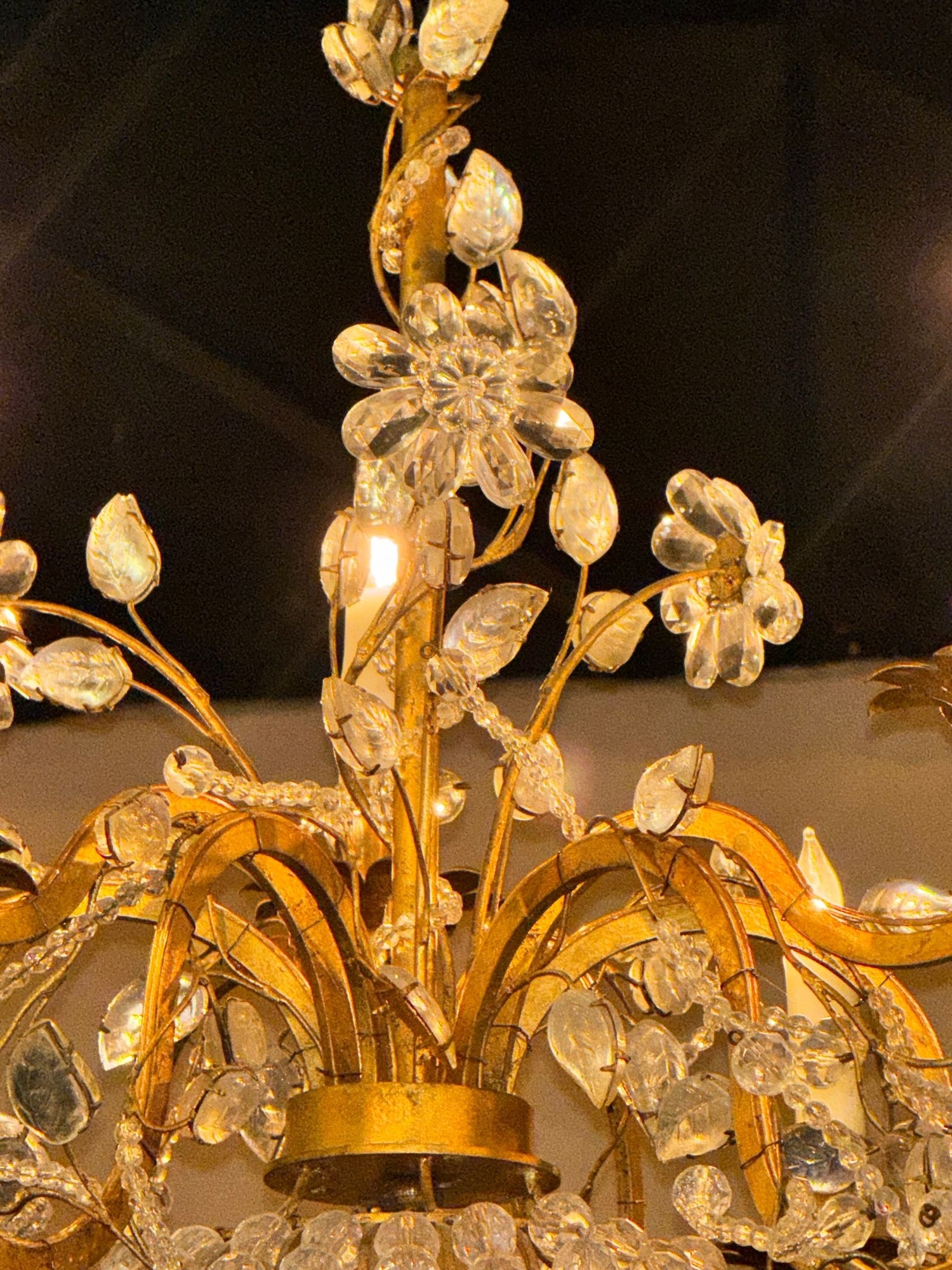 French Maison Bagues Crystal Flower Chandelier - Image 5