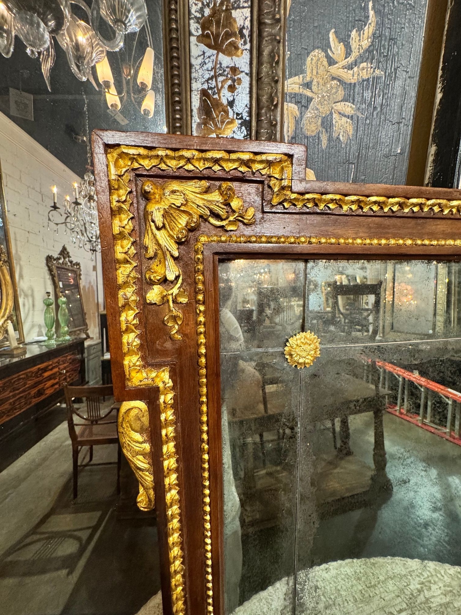 19th c. French Walnut and Gilt Mirrors - Image 5