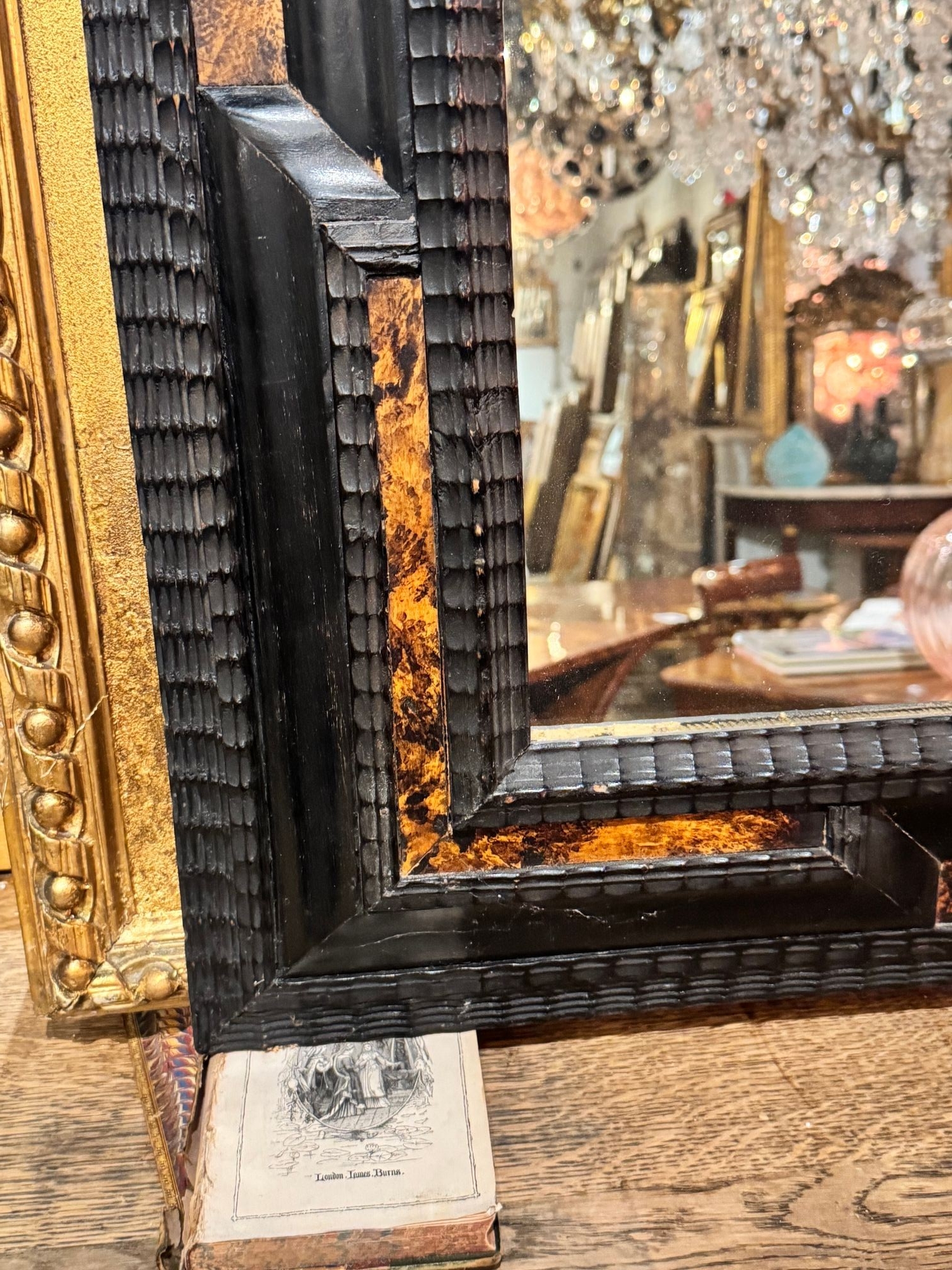 19th c. Portuguese Carved Ebony Mirrors - Image 5