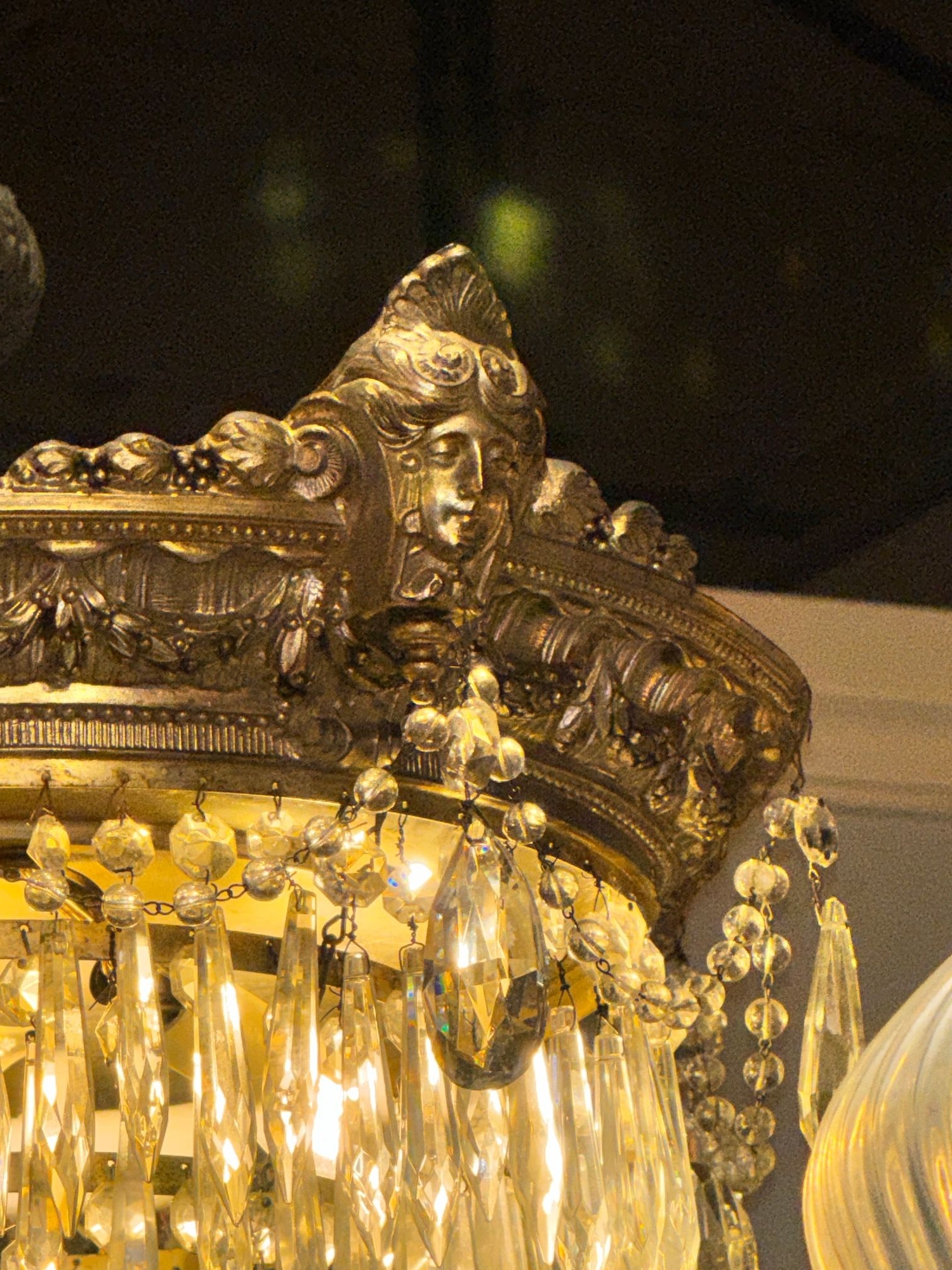 Late 19th c. French Bronze and Crystal Waterfall Chandelier - Image 5