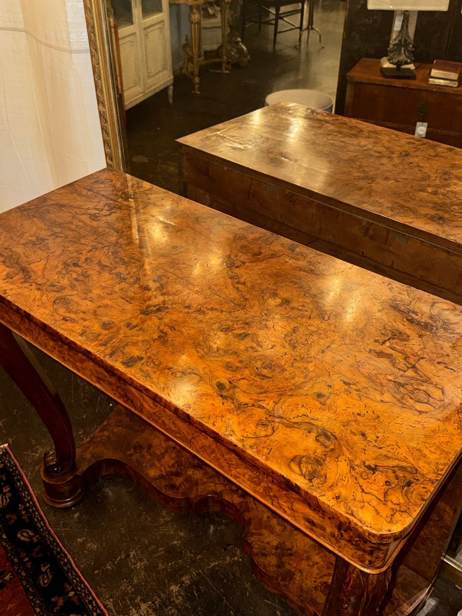 19th c. Italian Burl Walnut Console - Image 5