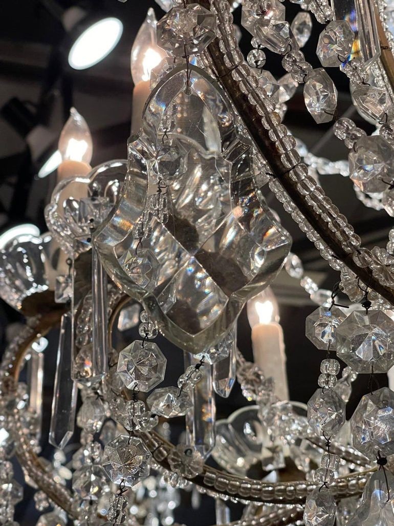 Large Scale Italian Beaded Crystal 18 Light Chandelier - Image 5