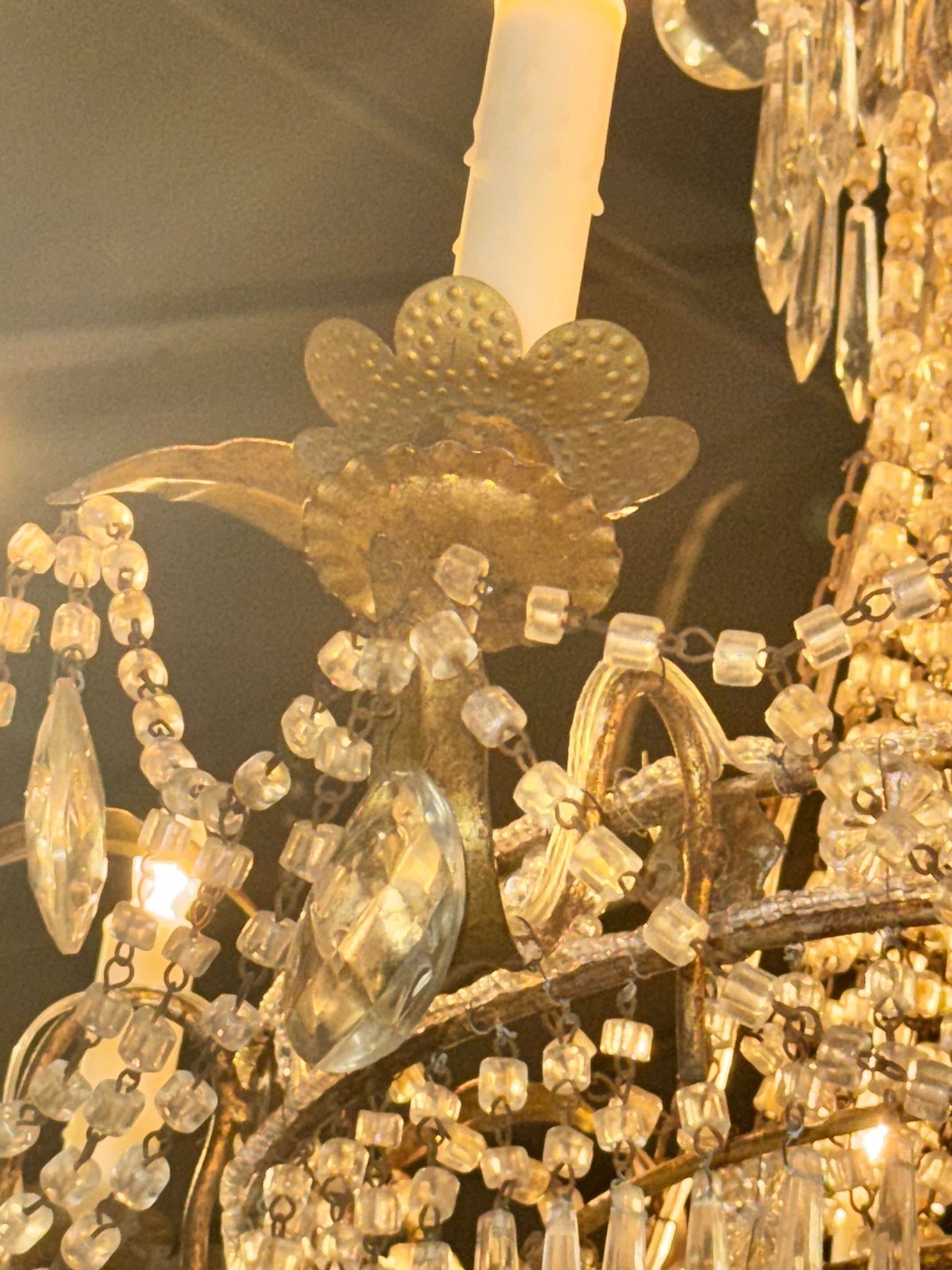 French Empire Crystal Basket Chandelier - Image 6