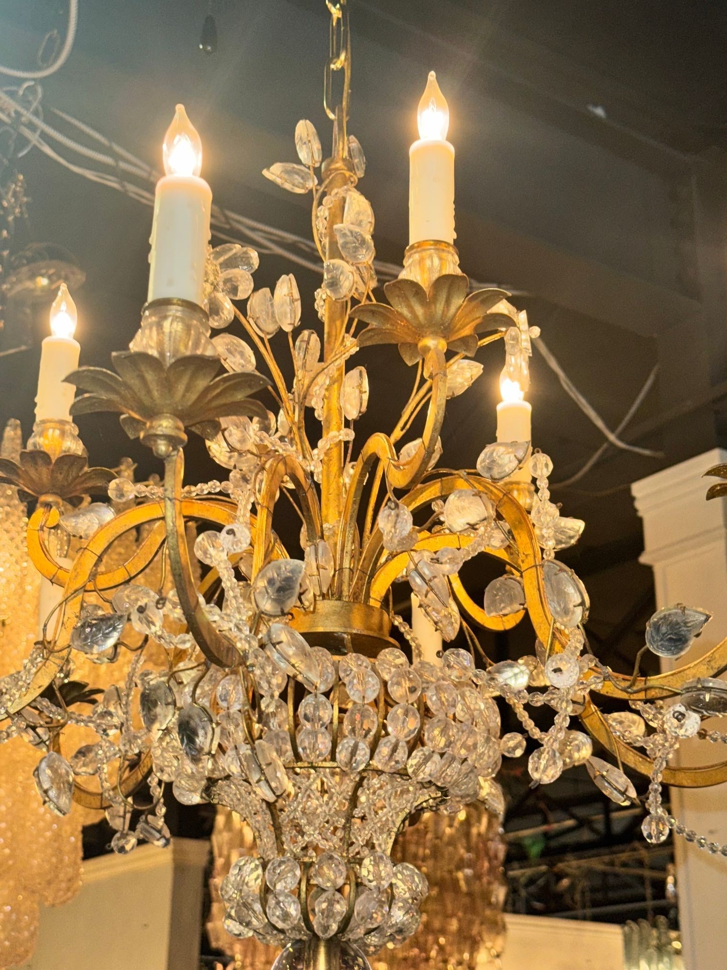 French Maison Bagues Crystal Flower Chandelier - Image 6