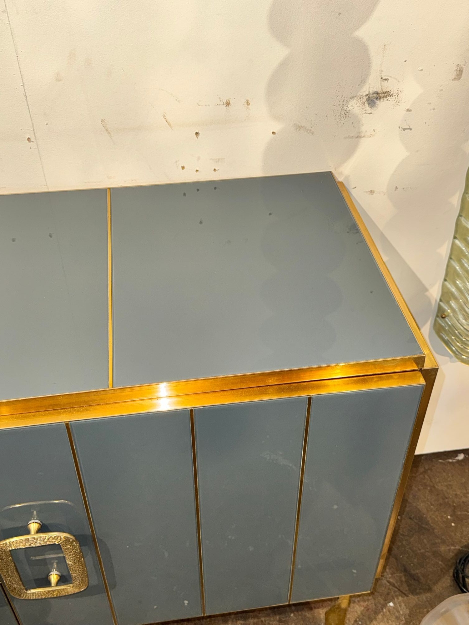 Italian Modernist Glass and Brass Sideboard - Image 6