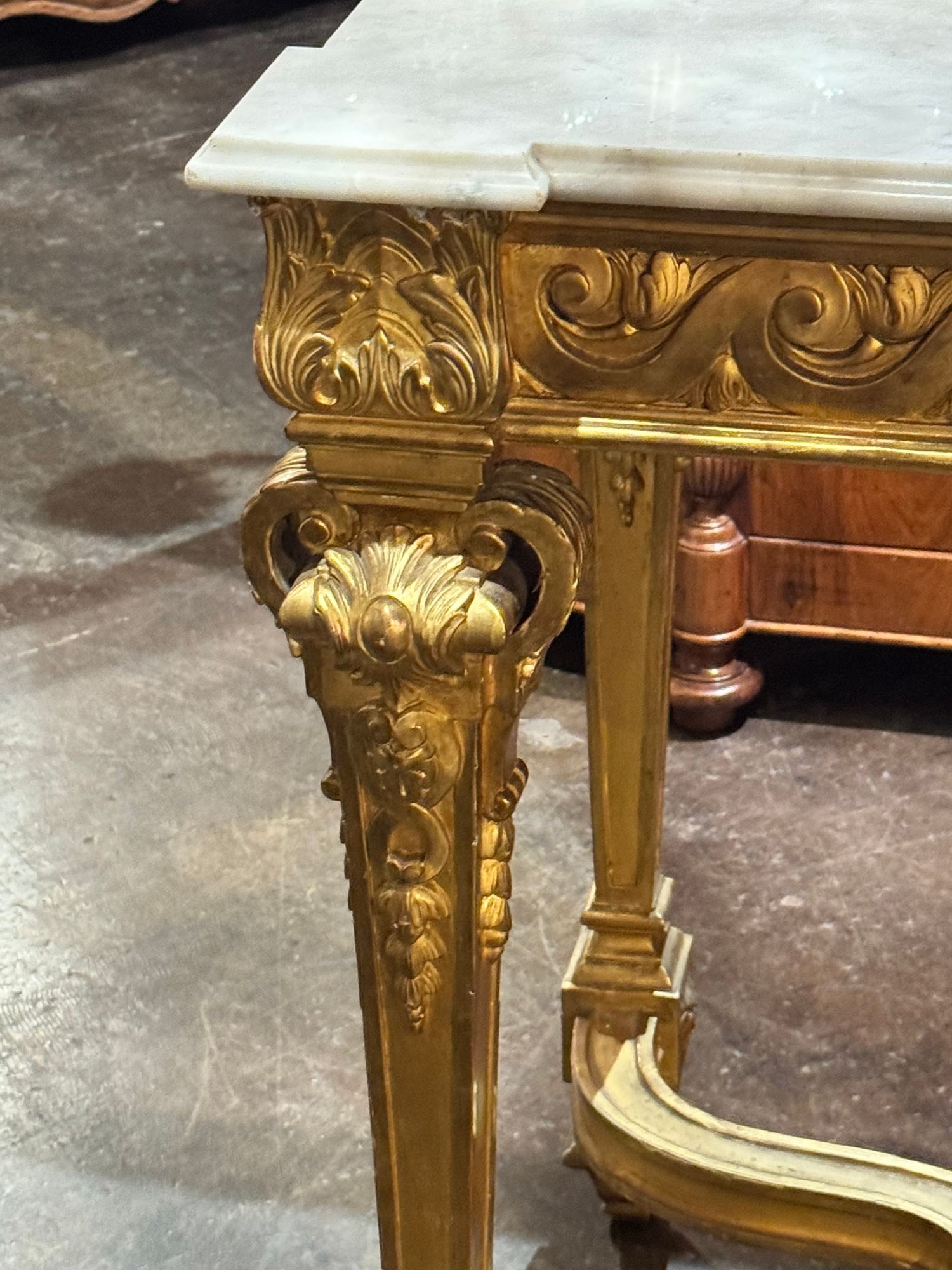19th c. French Louis XV Giltwood Console - Image 6