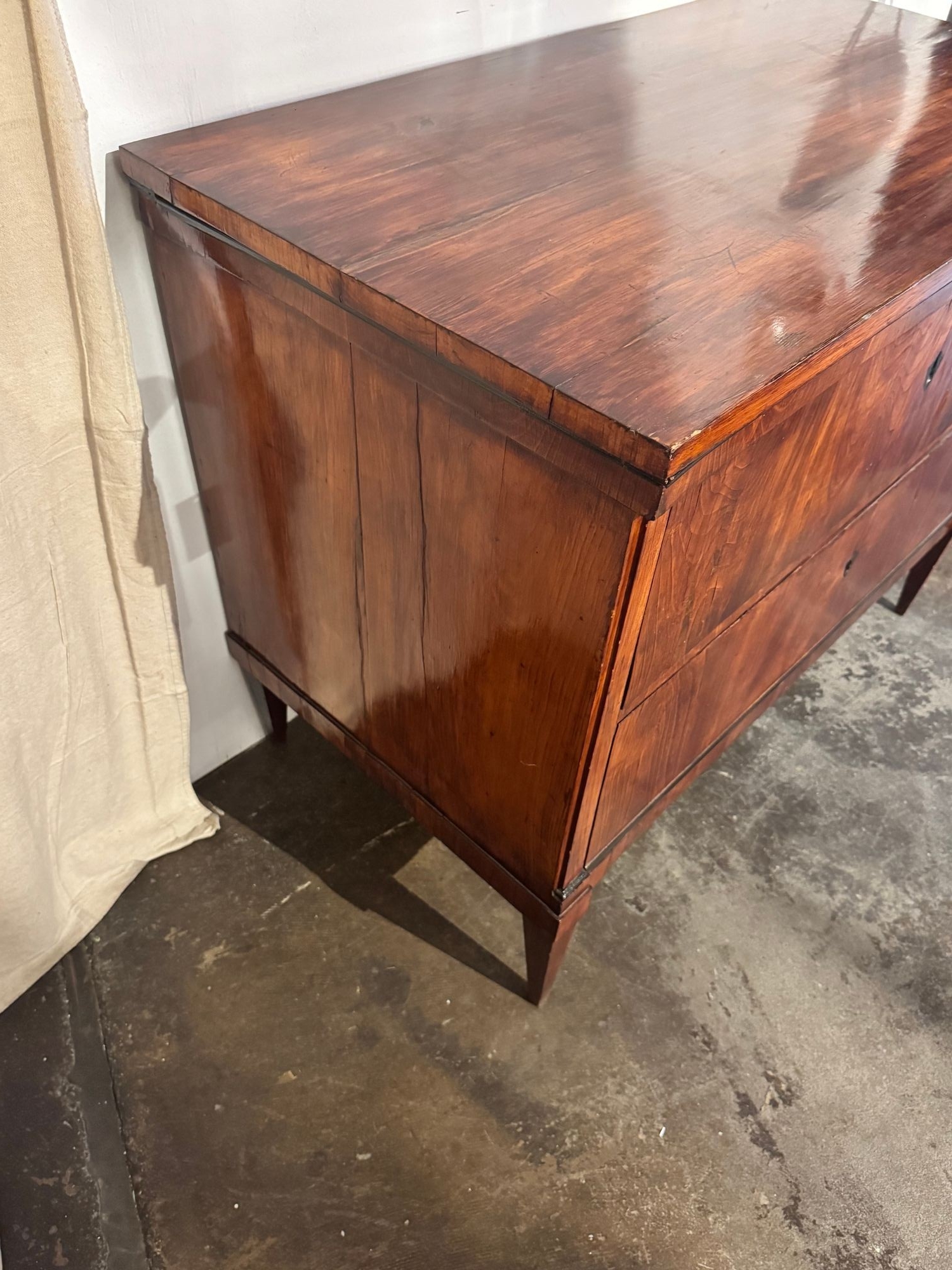 19th c. German Biedermeier Walnut Commode - Image 6