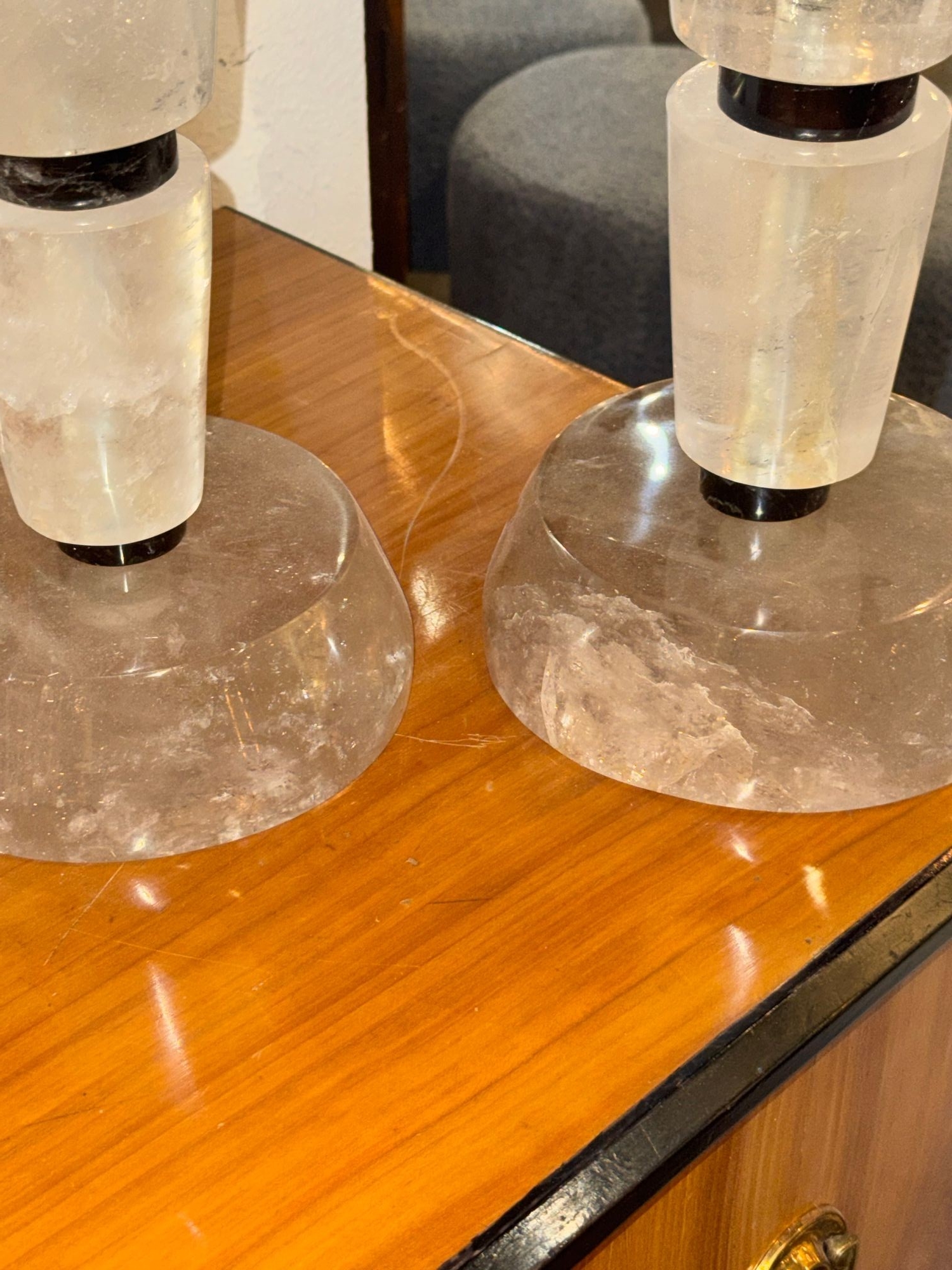 Pair of French Polished Rock Crystal Lamps - Image 6