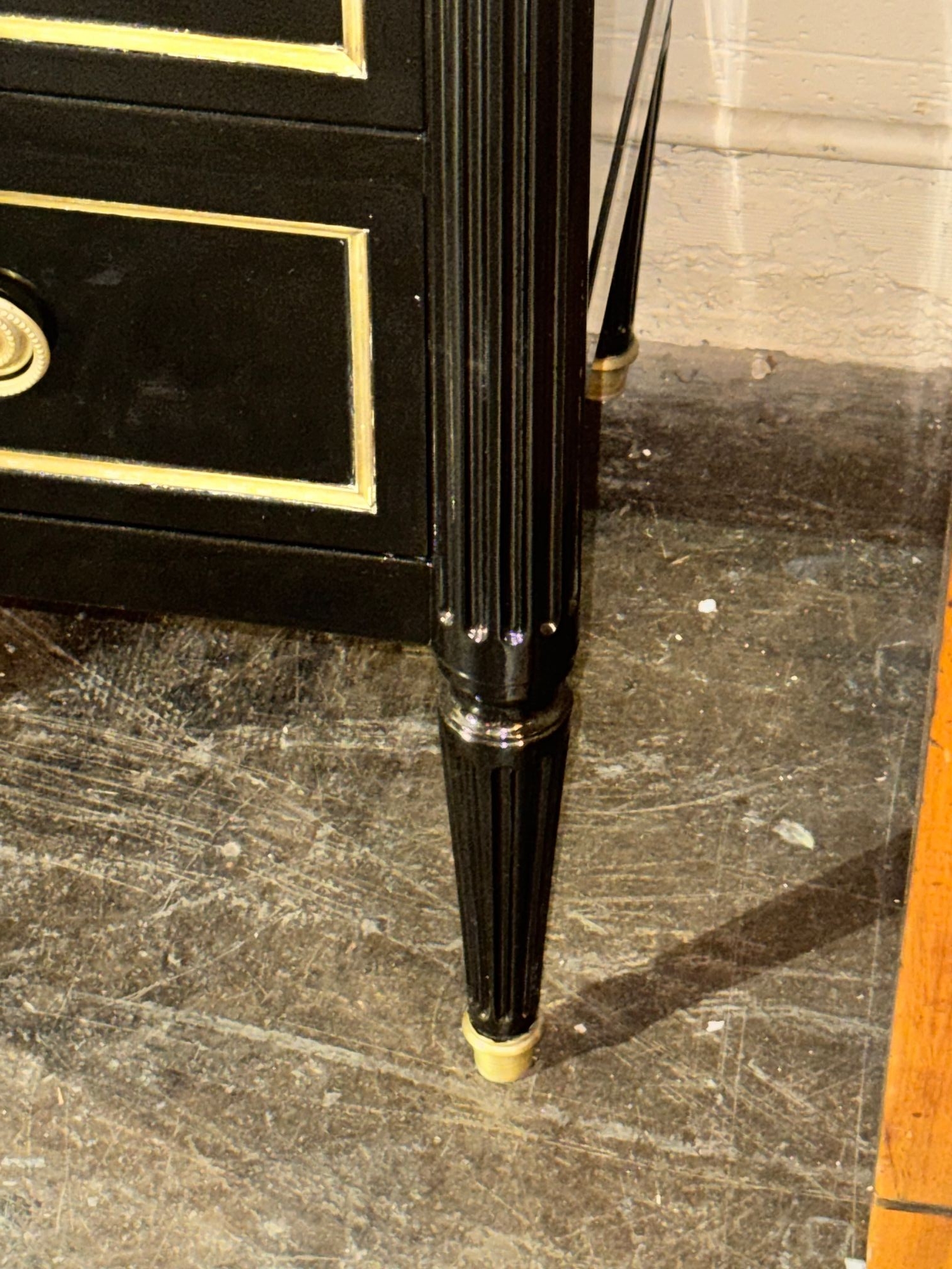 Vintage French Louis XVI Jansen Style Black Lacquered Chest - Image 6