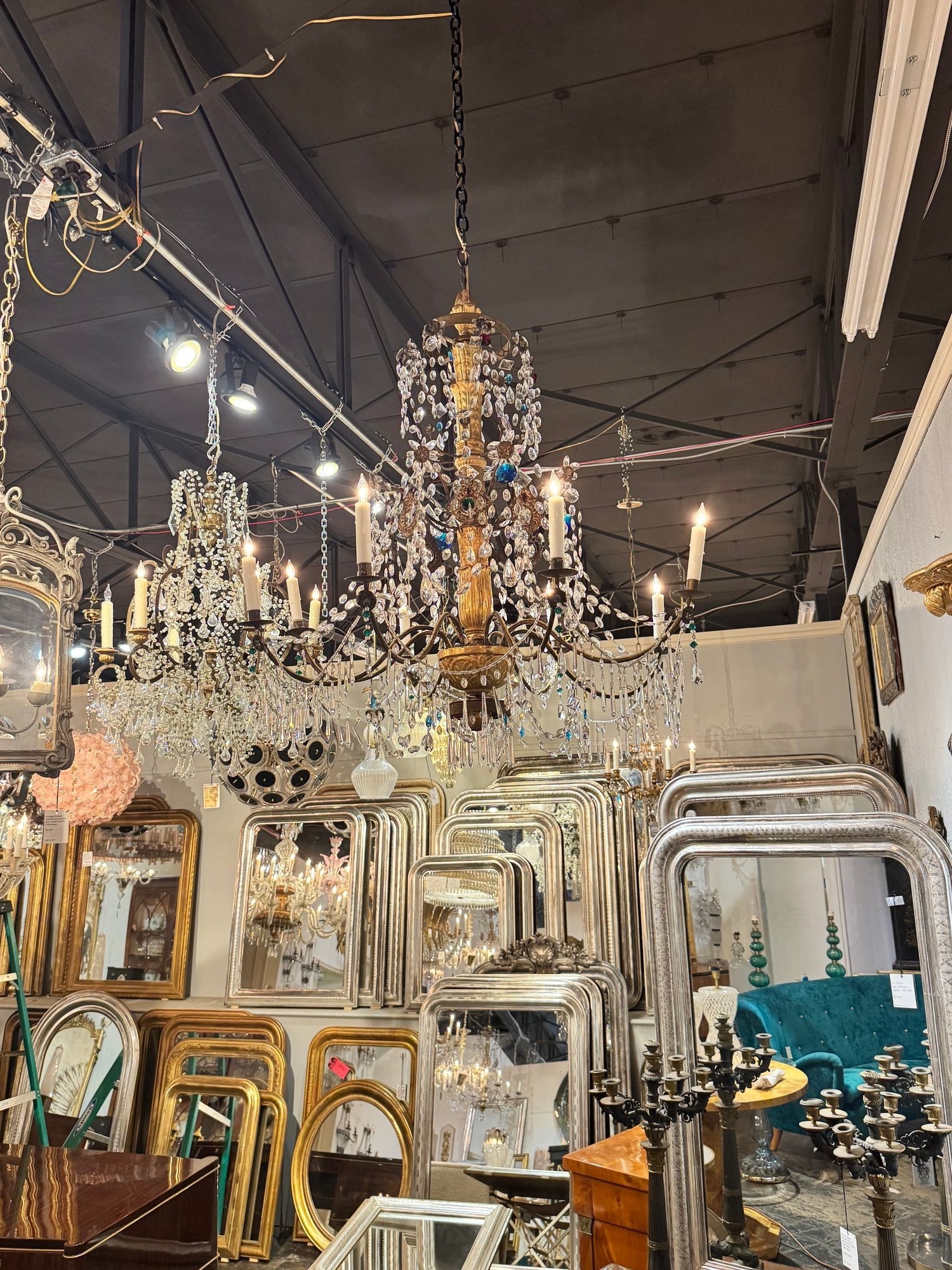 18th c. Italian Giltwood and Crystal Chandelier - Image 6