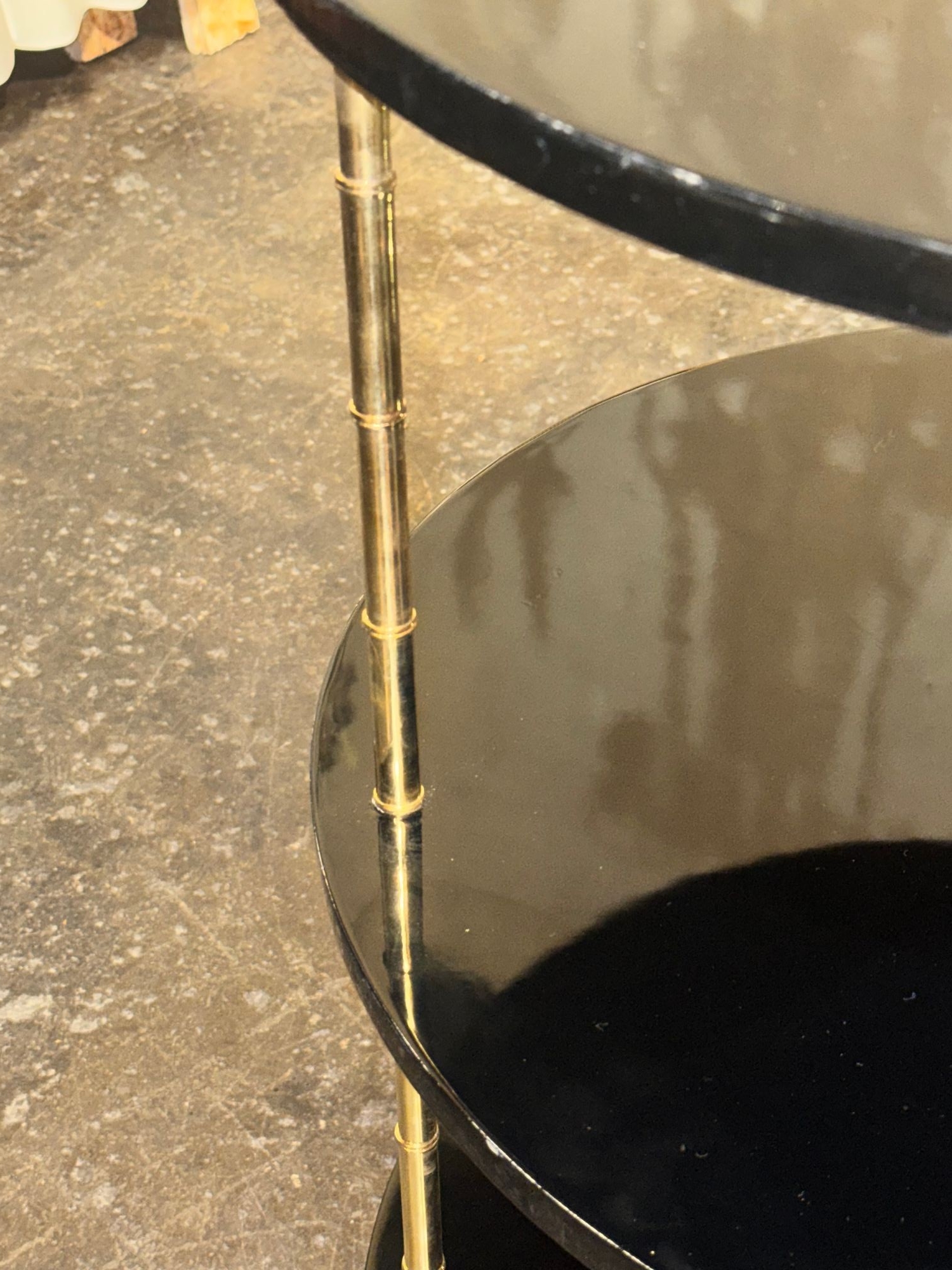 Italian Brass Bamboo and Black Lacquered Etagere Table - Image 6