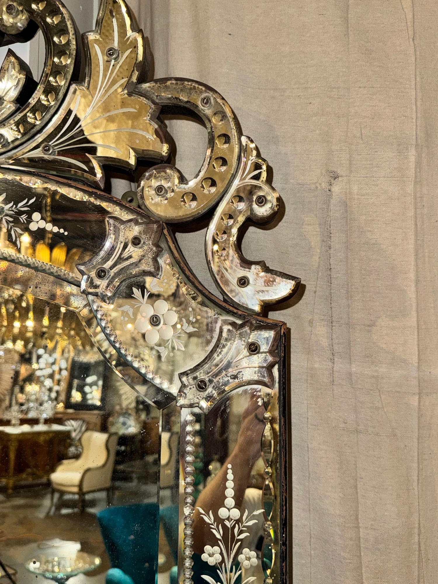 Early 20th c. Venetian Etched Mirror - Image 6