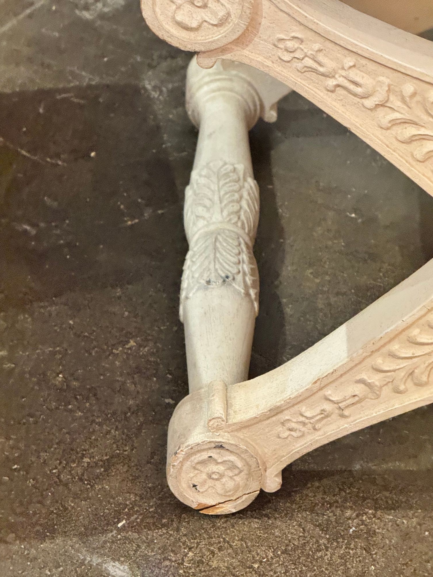Pair of French Carved and Painted X Form Benches - Image 6