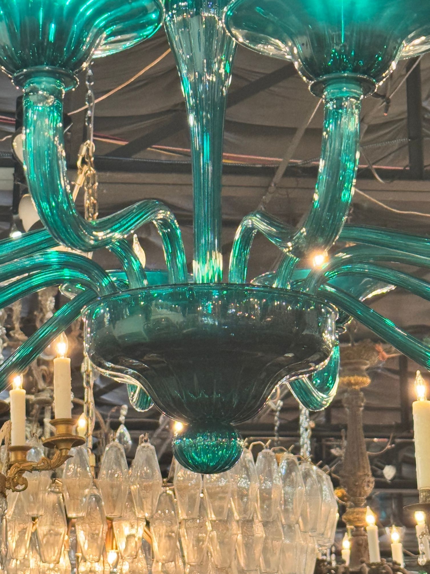 Modern Murano Teal Glass Chandelier - Image 6