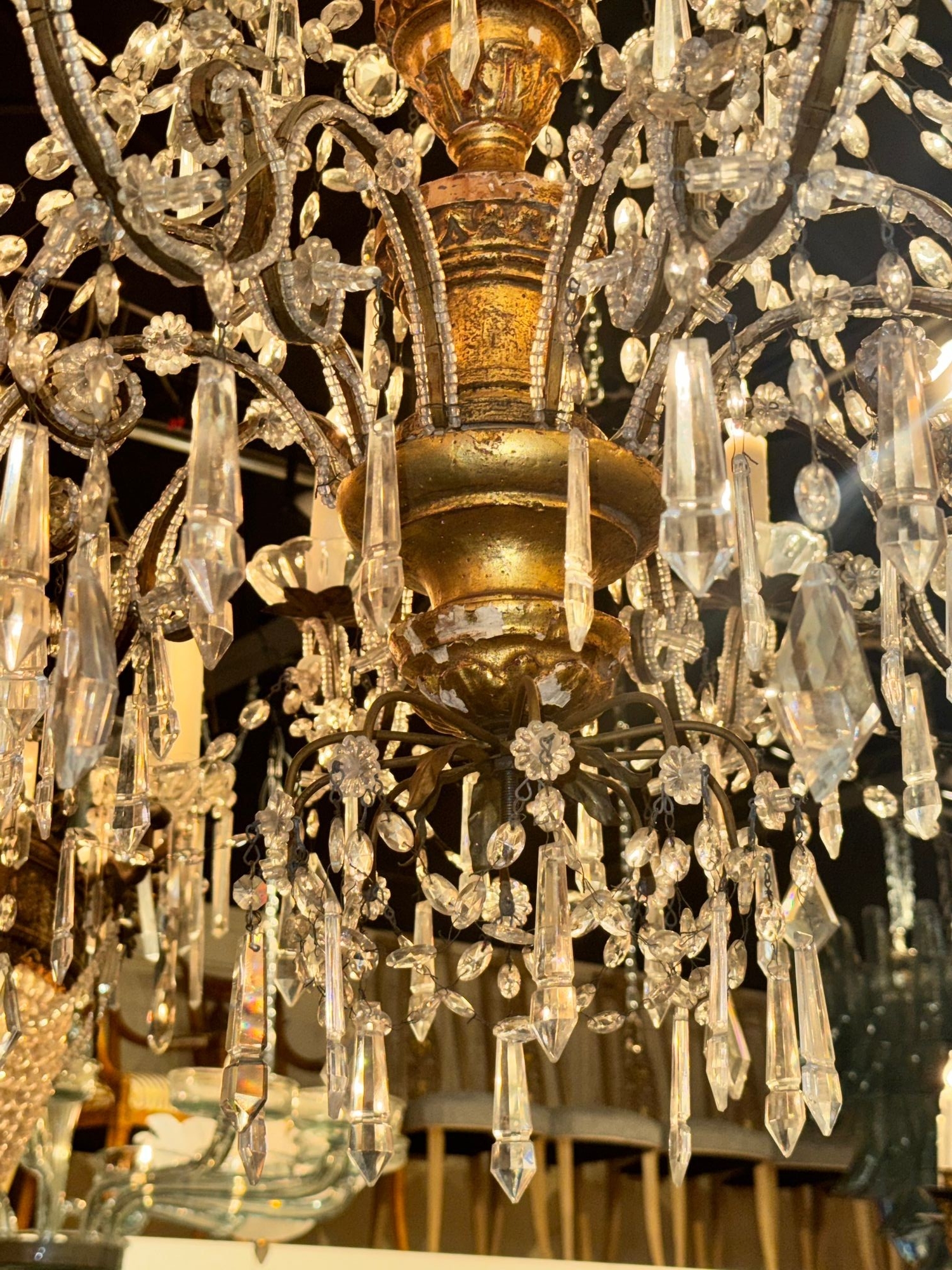 Large 19th c. Italian Giltwood and Crystal Chandelier - Image 6