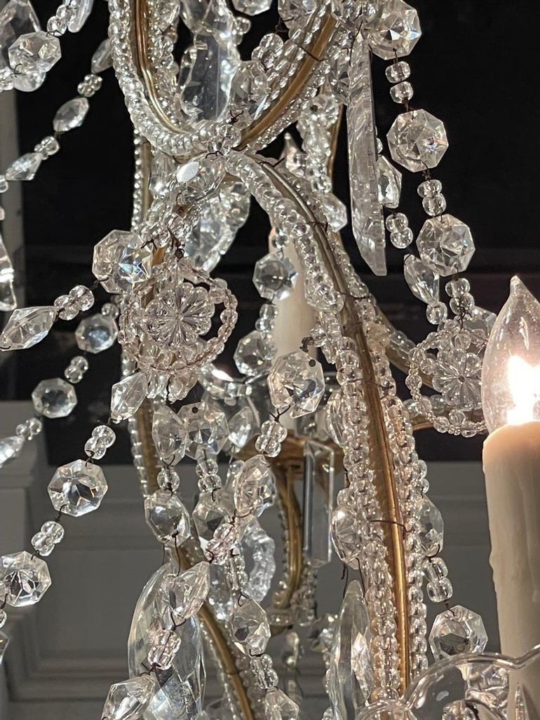 Large Scale Italian Beaded Crystal 18 Light Chandelier - Image 6