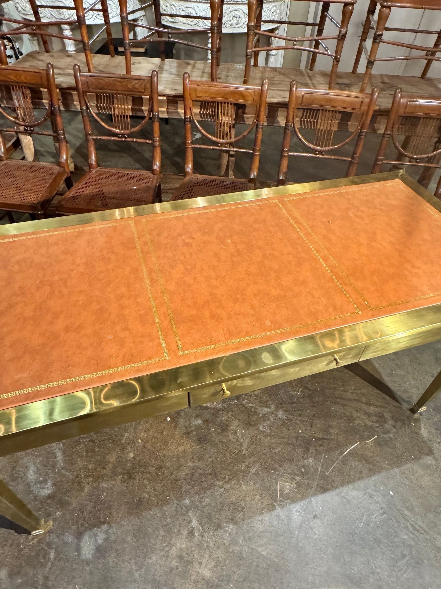 Italian John Vessey Style Brass Desk - Image 7