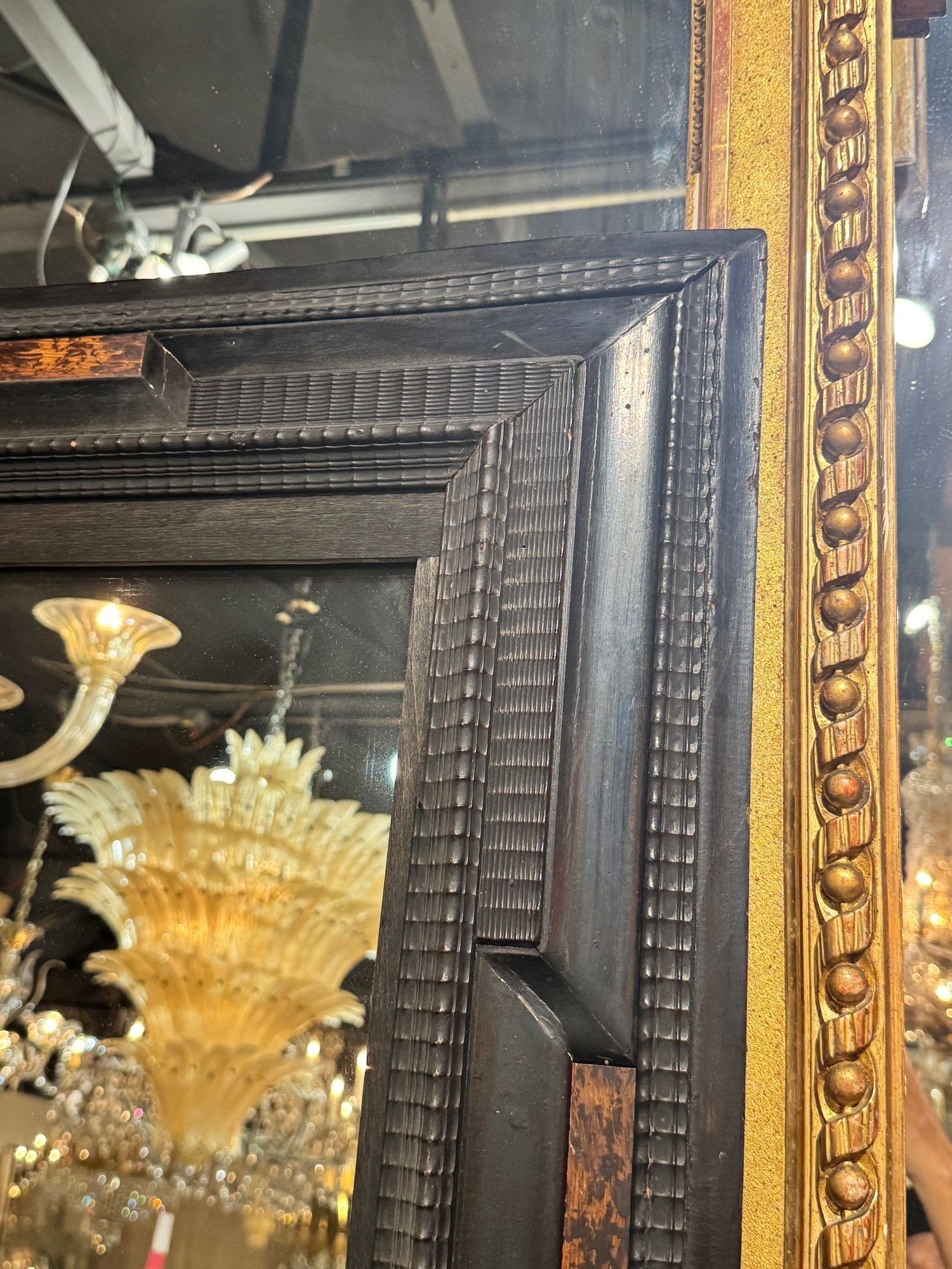 19th c. Portuguese Carved Ebony Mirrors - Image 7