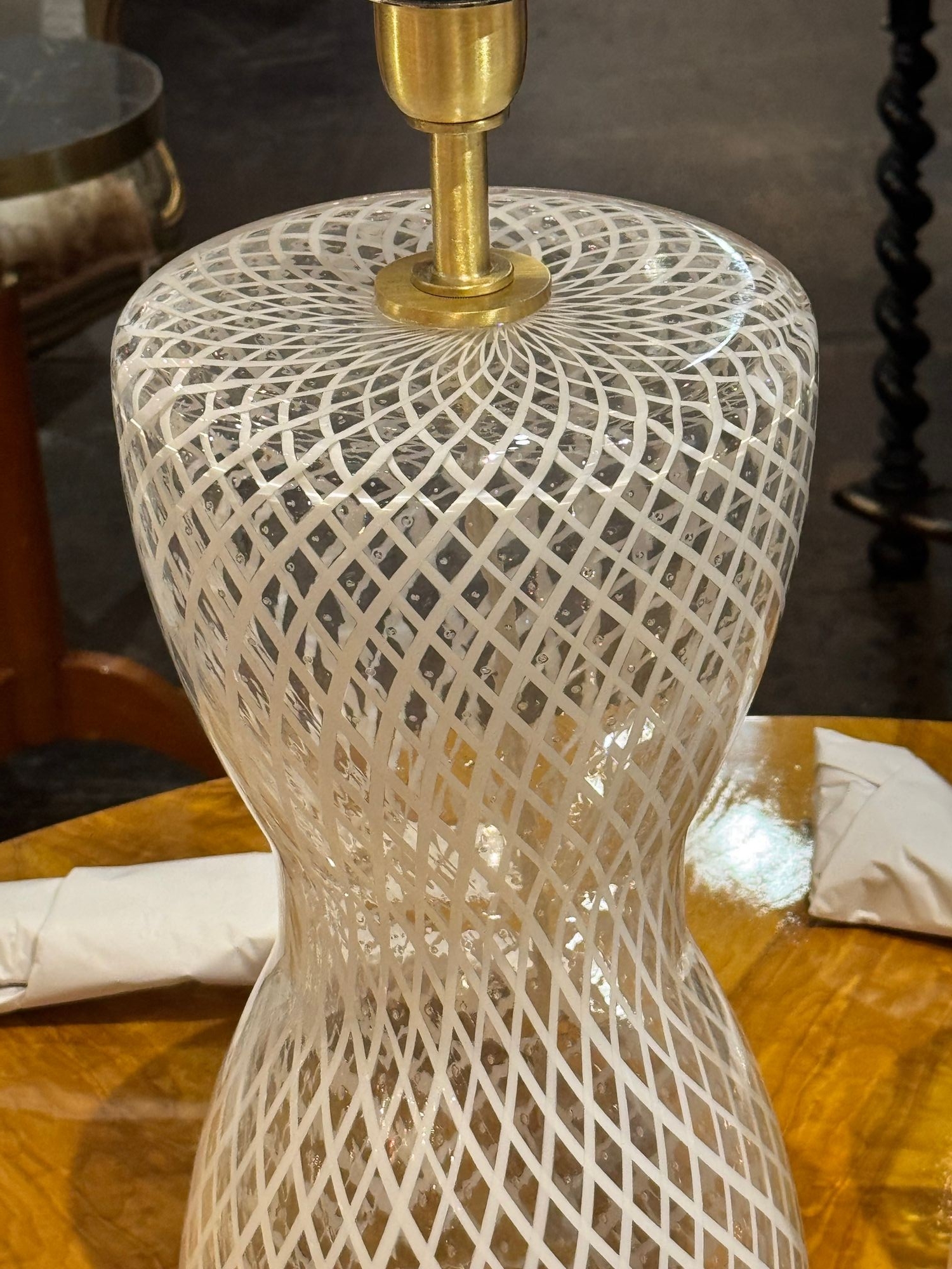 Pair of Vintage Murano Glass Lattice Lamps - Image 7