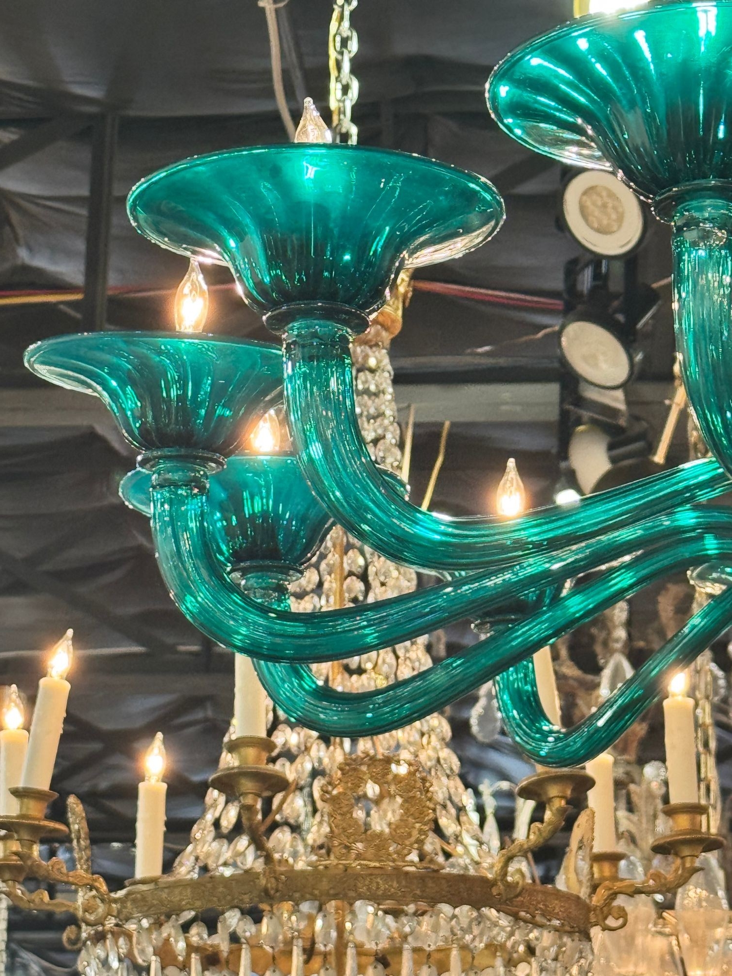 Modern Murano Teal Glass Chandelier - Image 7