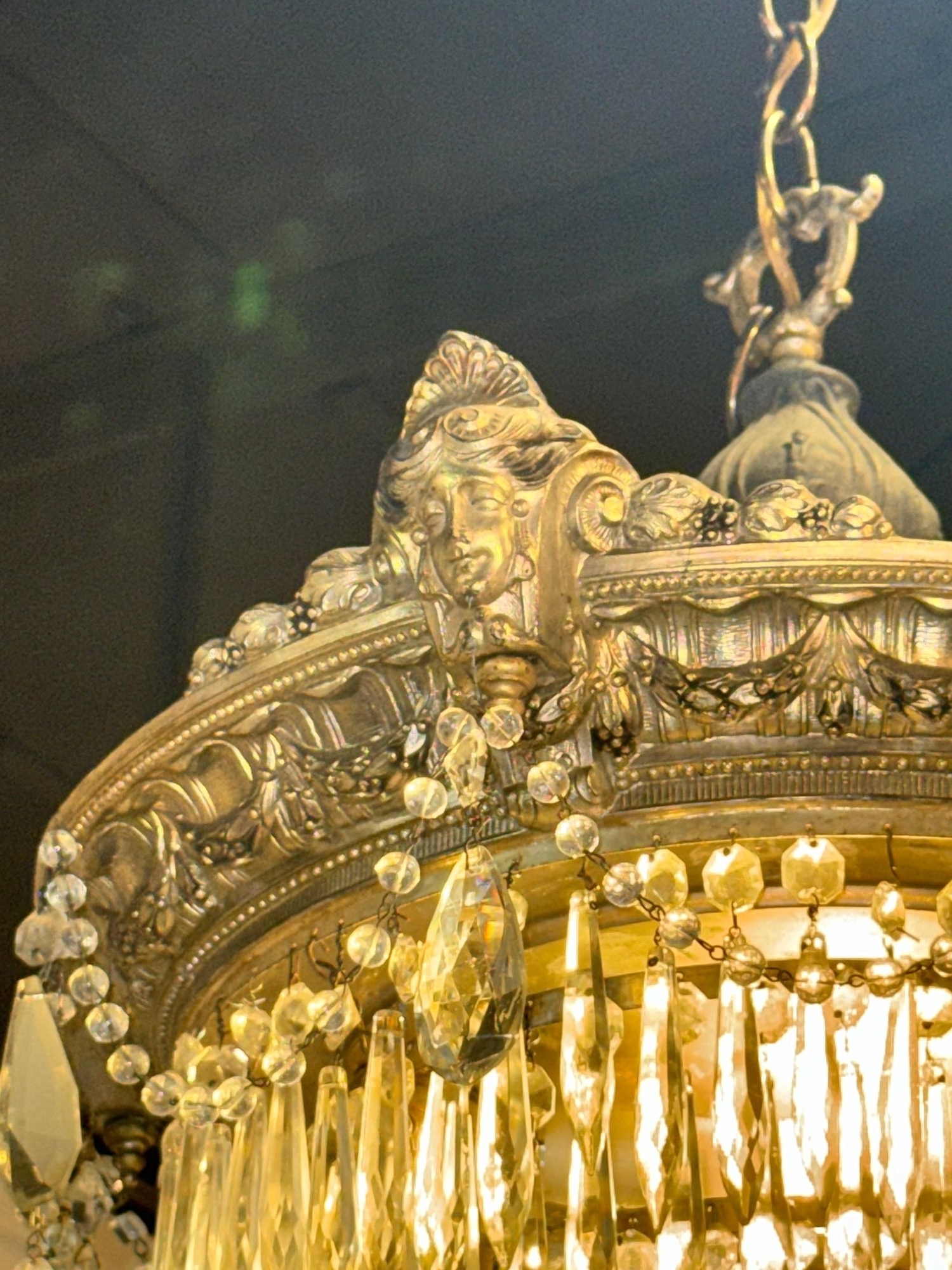 Late 19th c. French Bronze and Crystal Waterfall Chandelier - Image 7