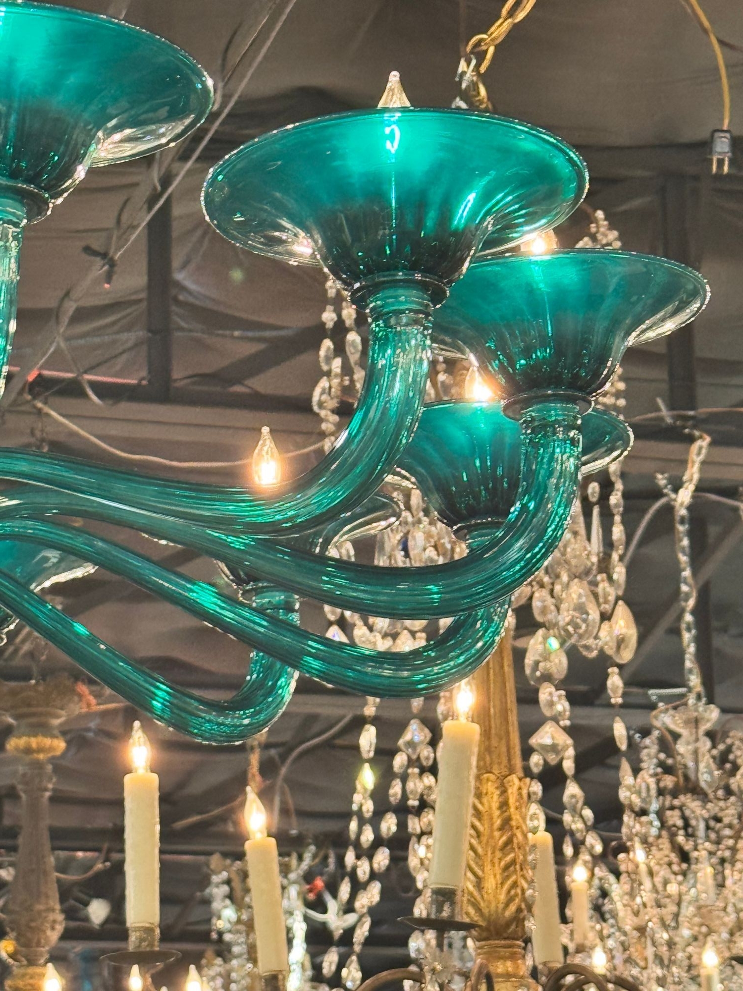 Modern Murano Teal Glass Chandelier - Image 8