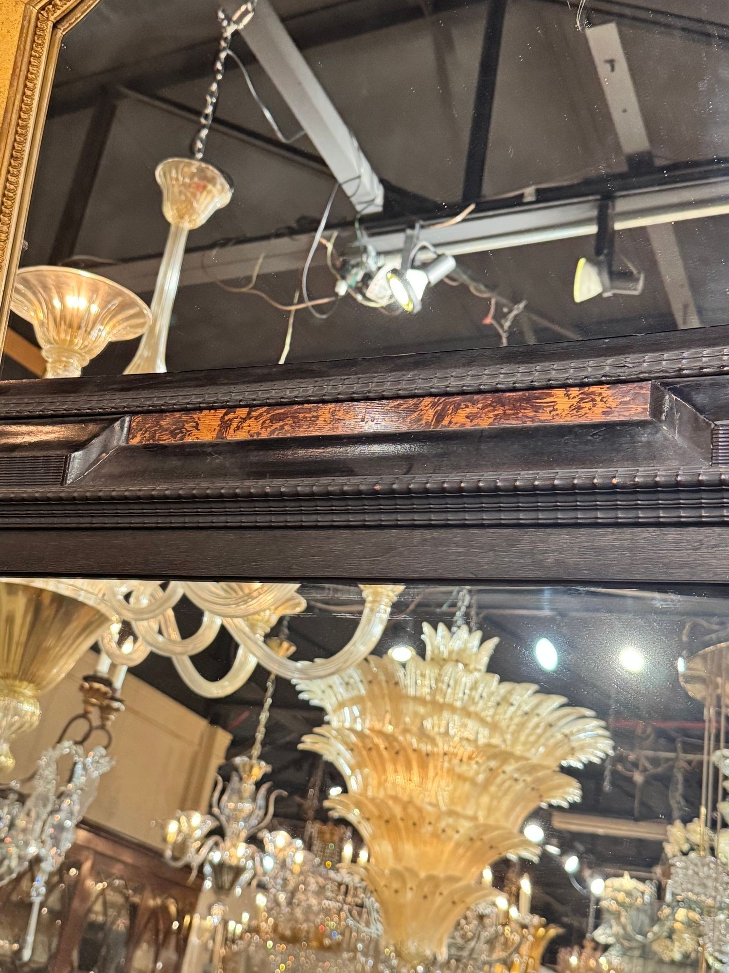 19th c. Portuguese Carved Ebony Mirrors - Image 8