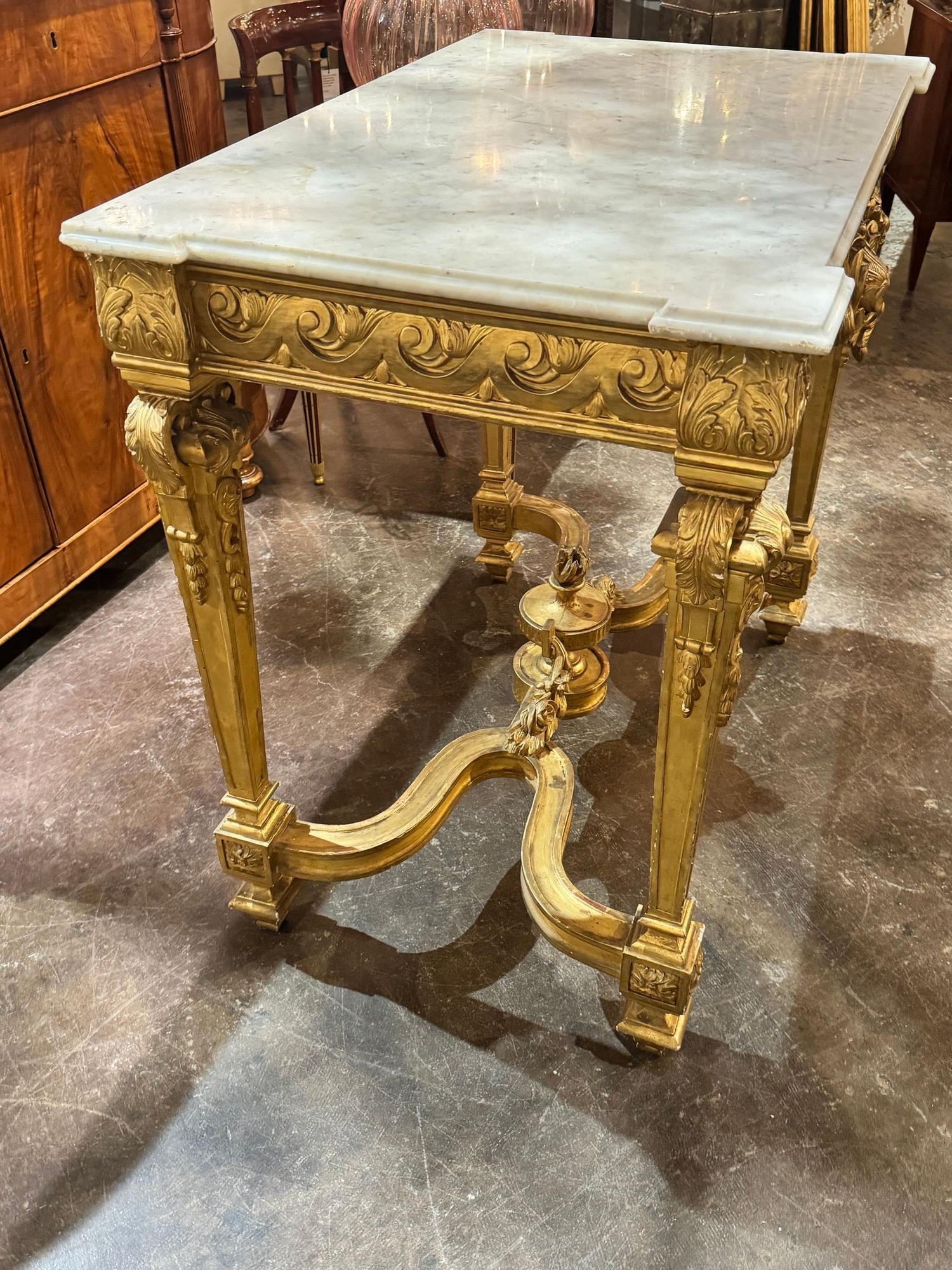 19th c. French Louis XV Giltwood Console - Image 8