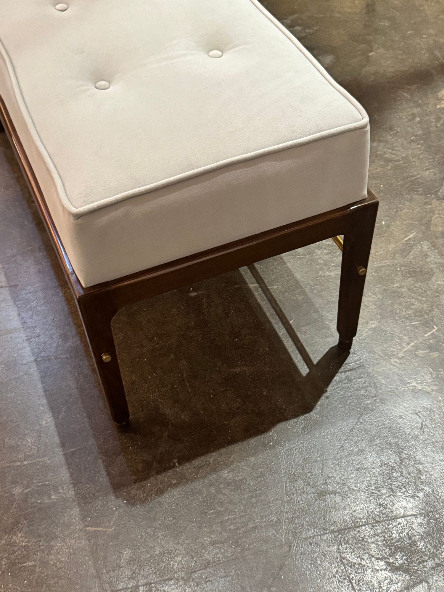 MCM Design Mahogany and Brass Bench - Image 8