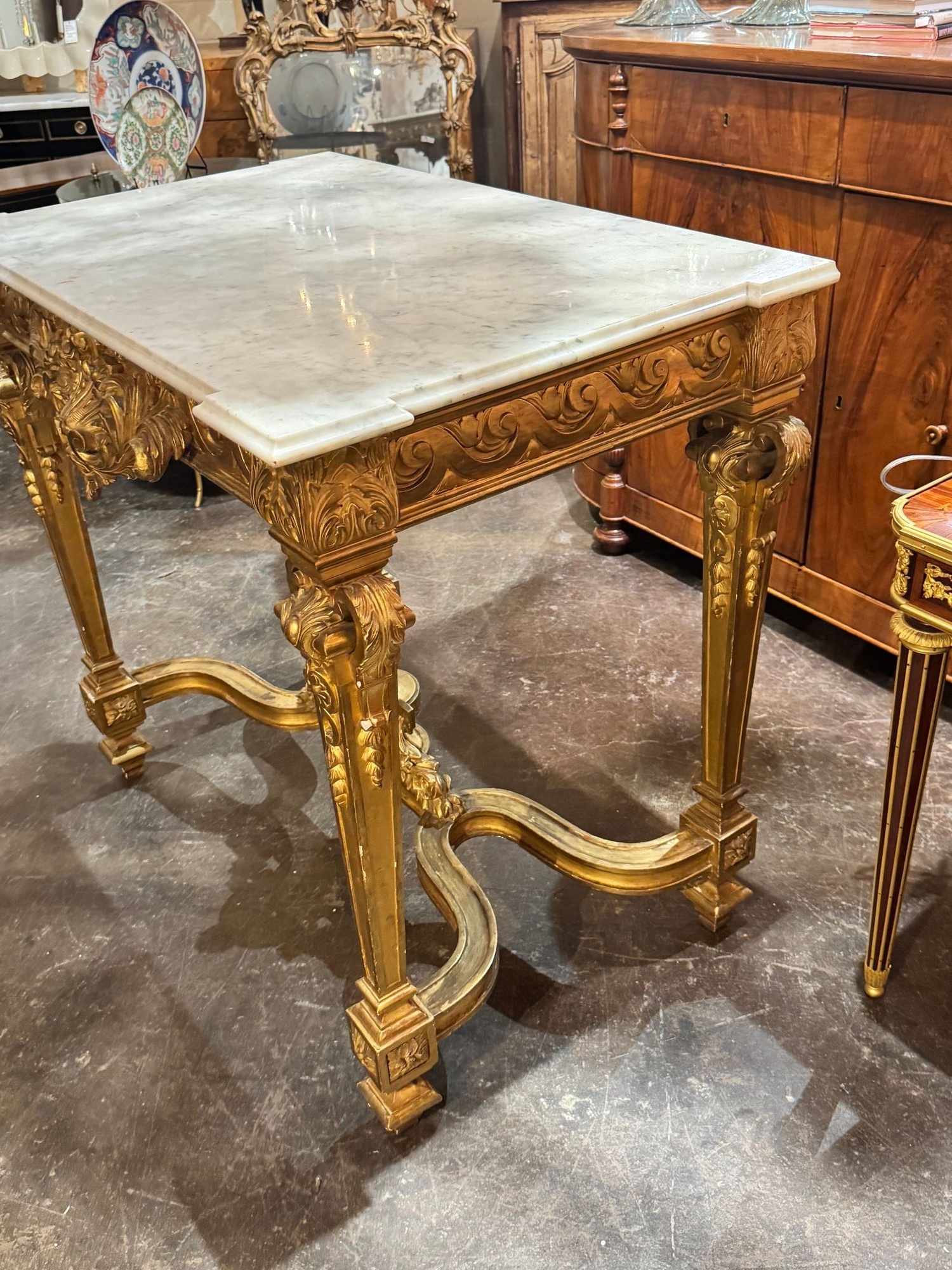 19th c. French Louis XV Giltwood Console - Image 9
