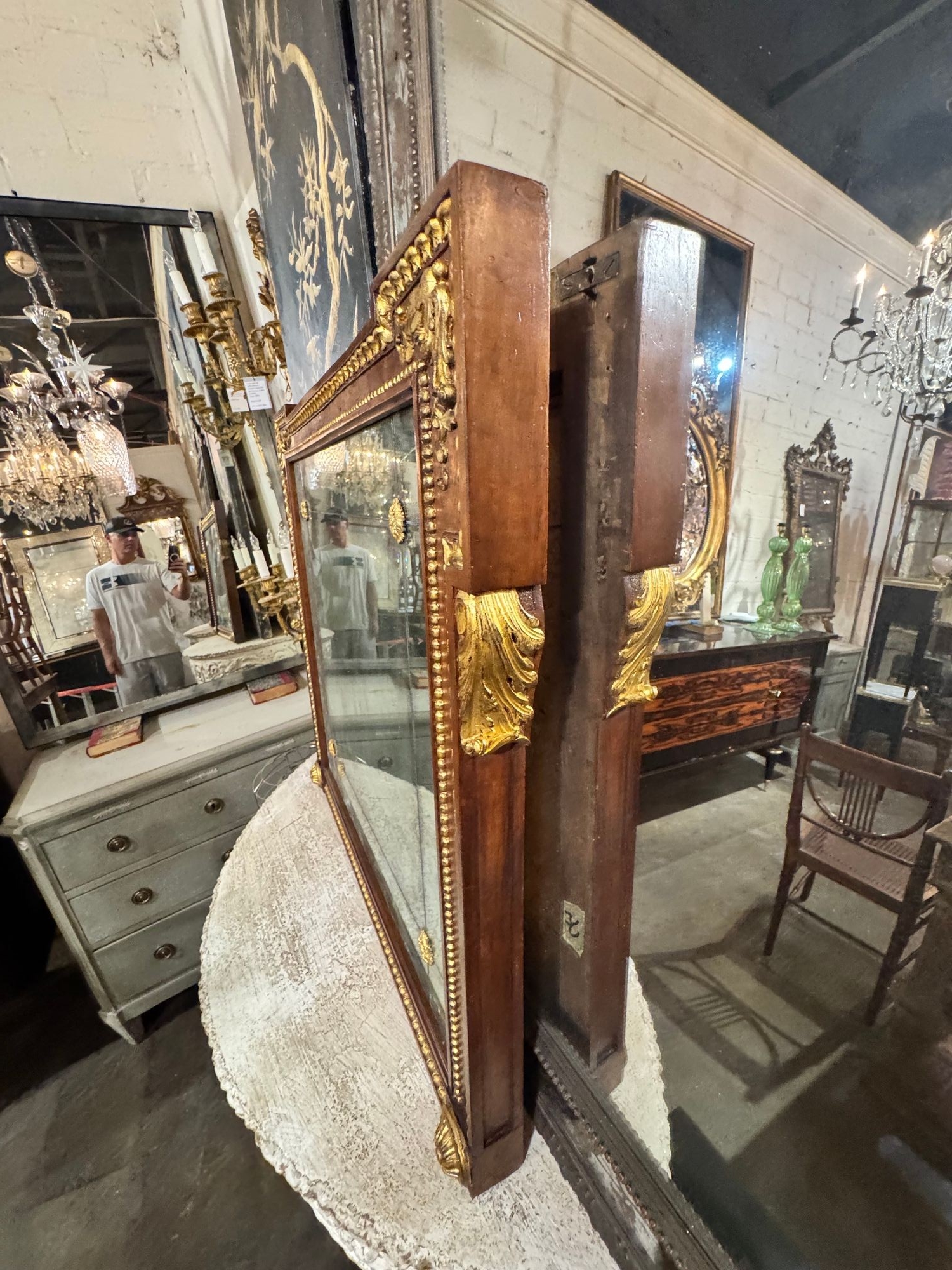 19th c. French Walnut and Gilt Mirrors - Image 9