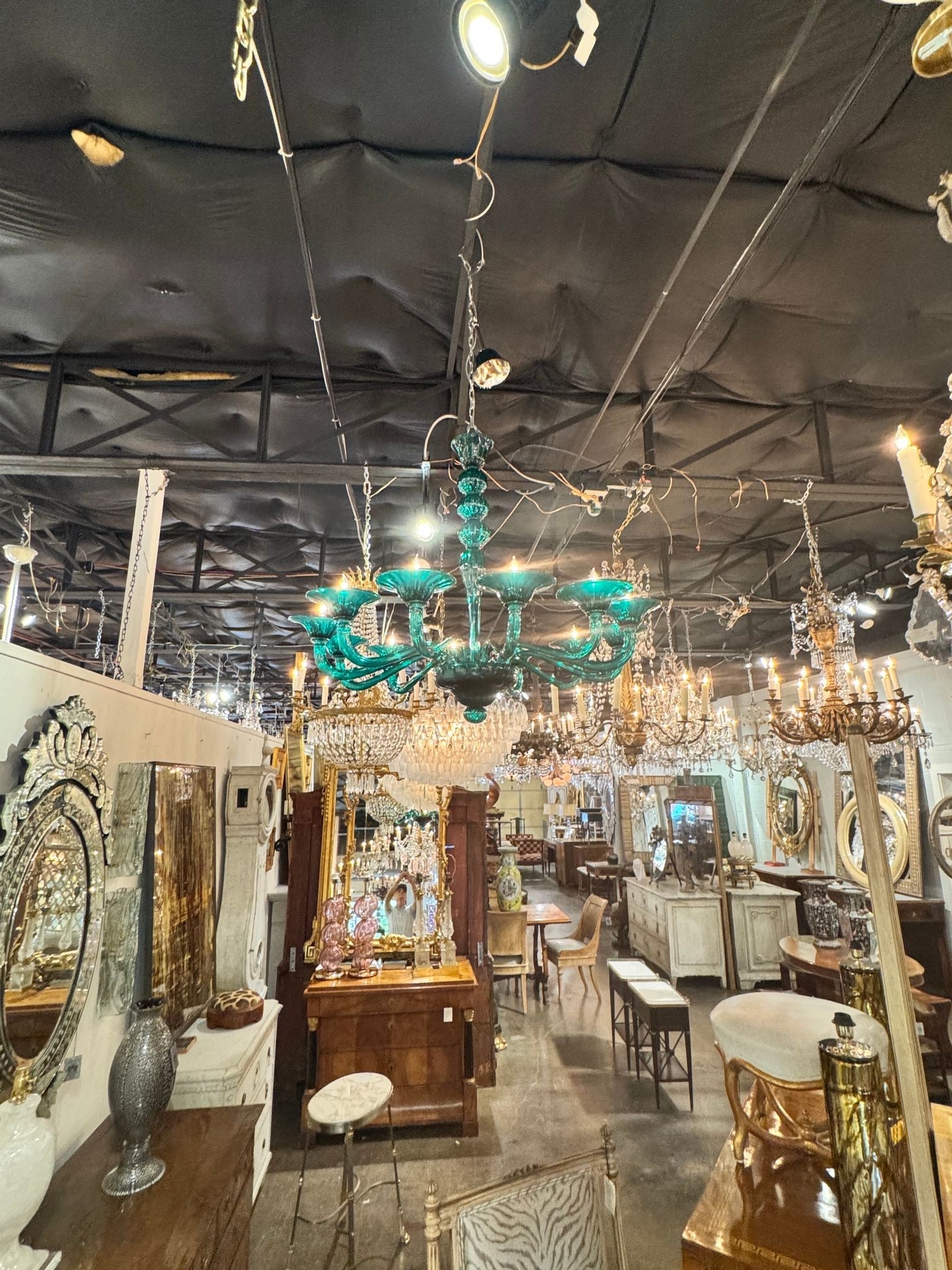 Modern Murano Teal Glass Chandelier - Image 9