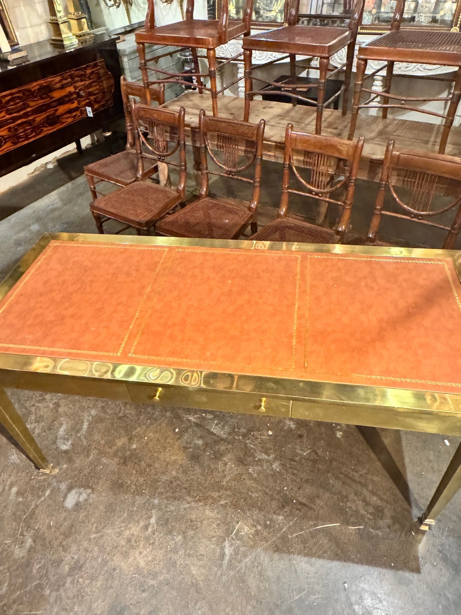 Italian John Vessey Style Brass Desk - Image 9