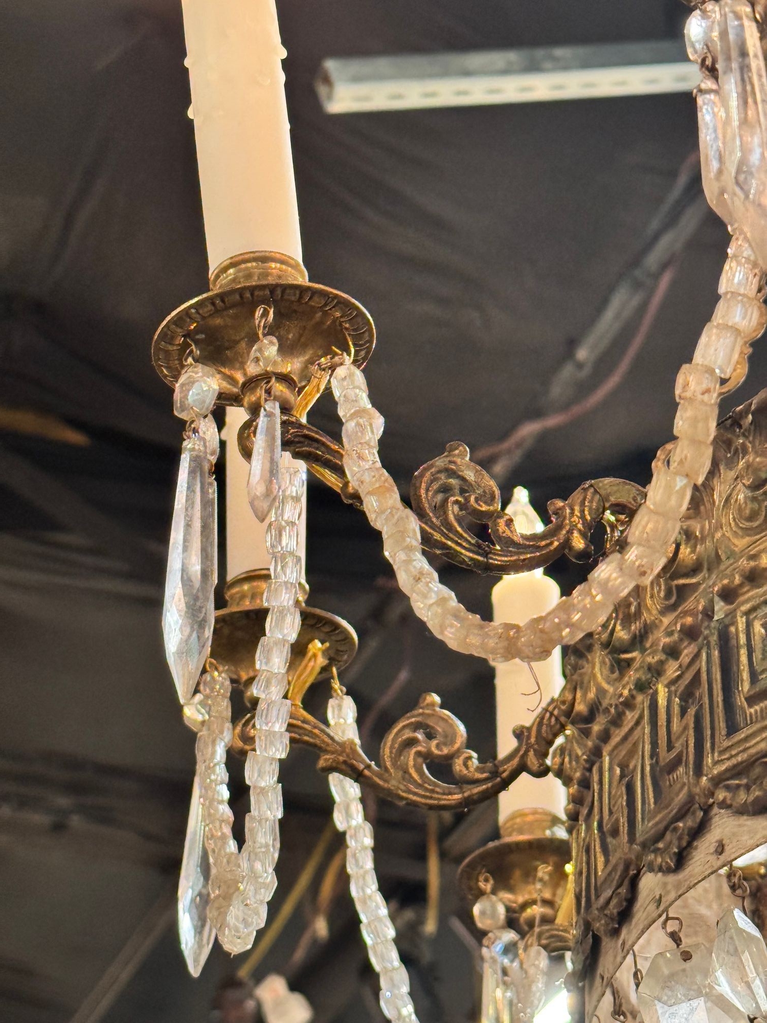 Early 19th Century French Empire Basket Chandelier with Greek Key Motif - Image 9