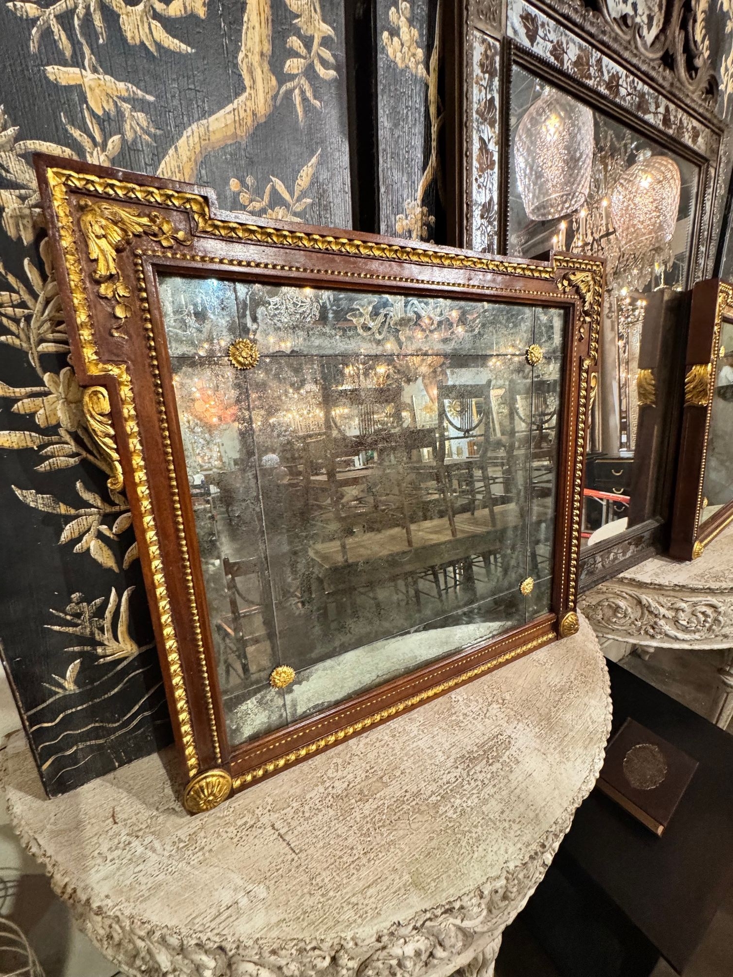 19th c. French Walnut and Gilt Mirrors - Image 10