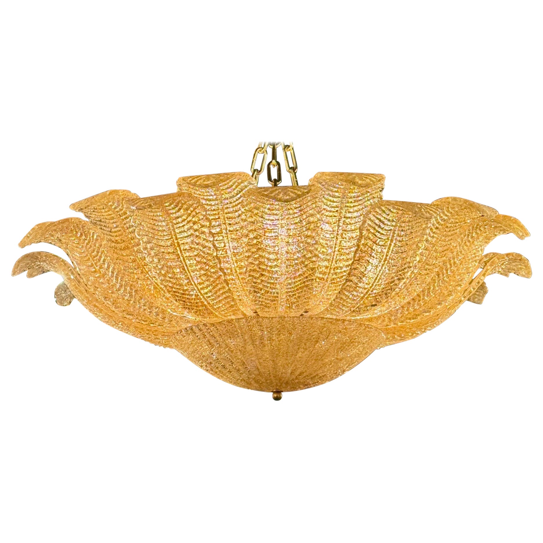 Large Murano Granola Gold Flush Mount Chandelier