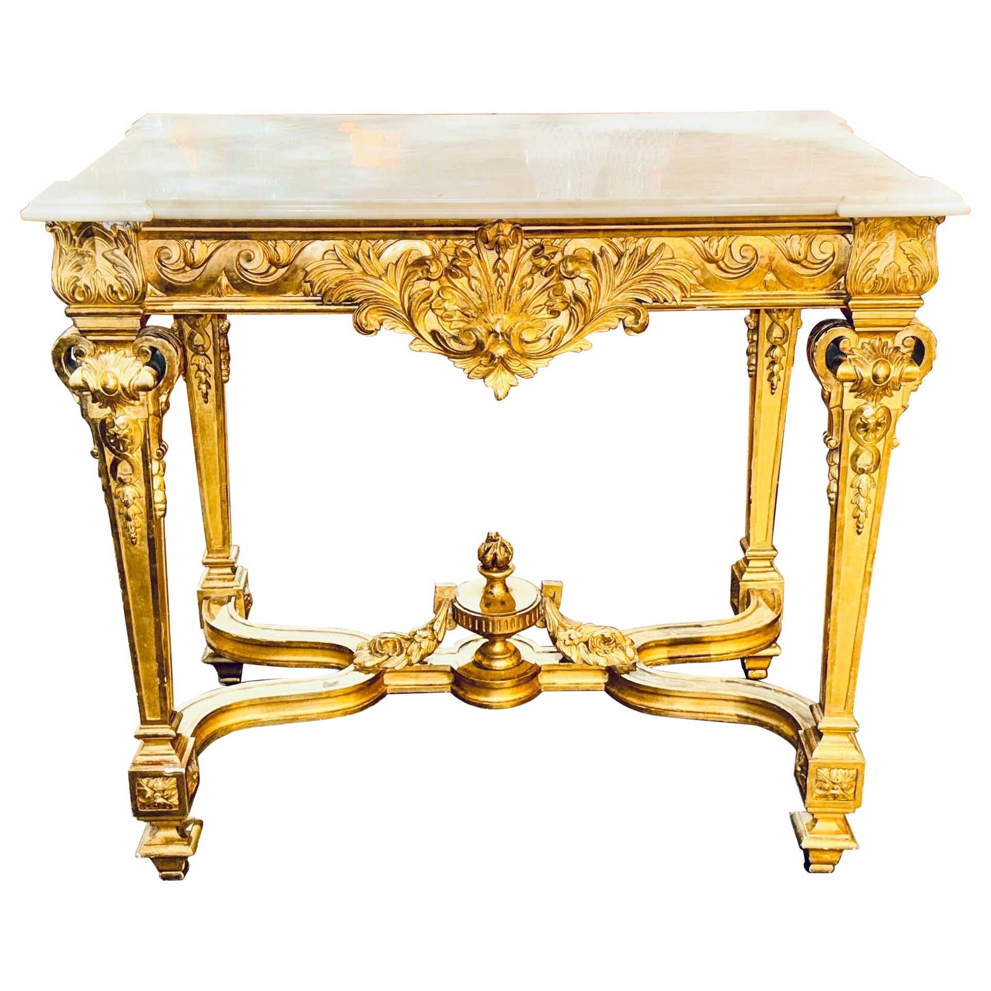 19th c. French Louis XV Giltwood Console