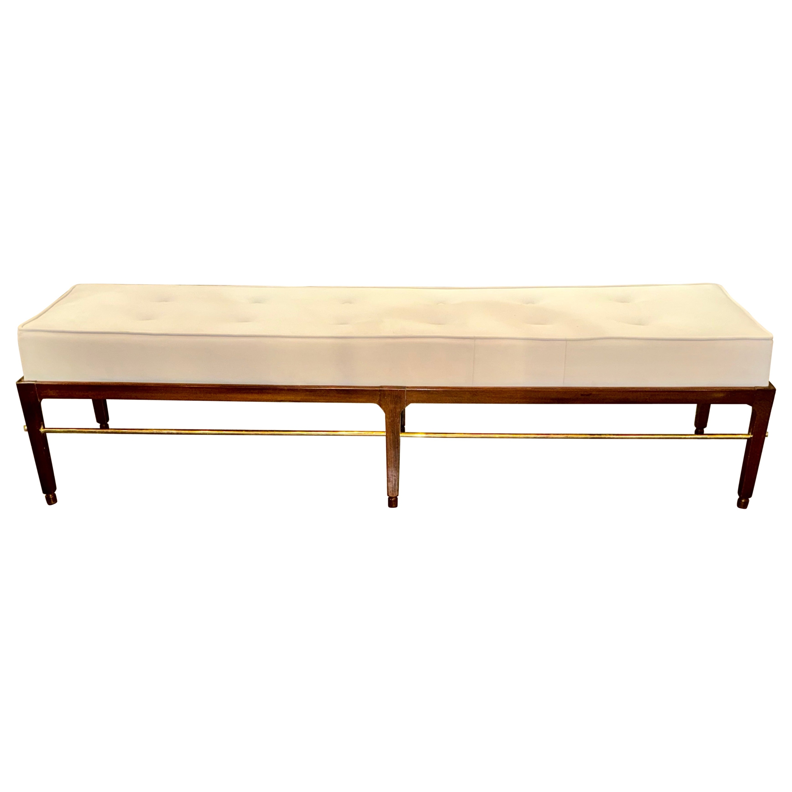 MCM Design Mahogany and Brass Bench